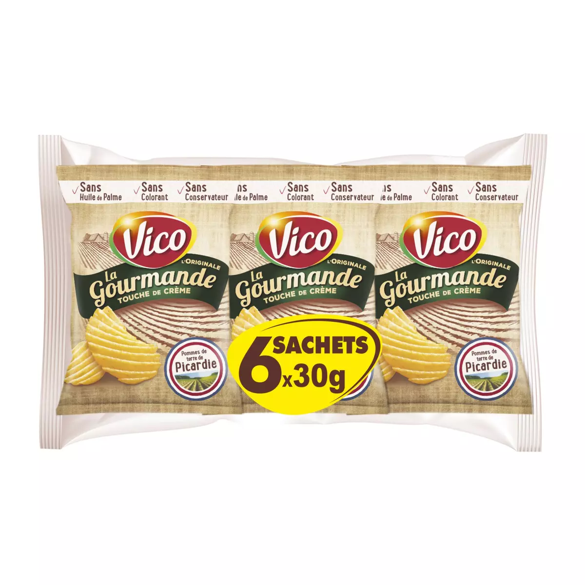VICO Chips ondulées La Gourmande en sachet individuel 6 sachets 6x30g
