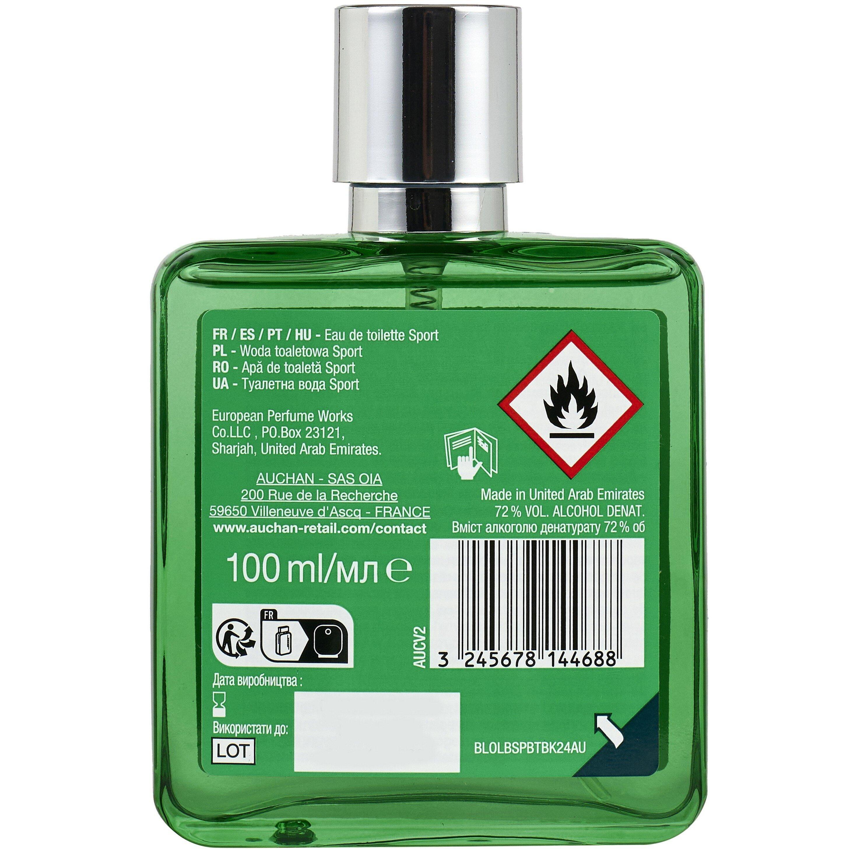 Voir la diapositive 2 : COSMIA MEN Eau de toilette sport 100ml