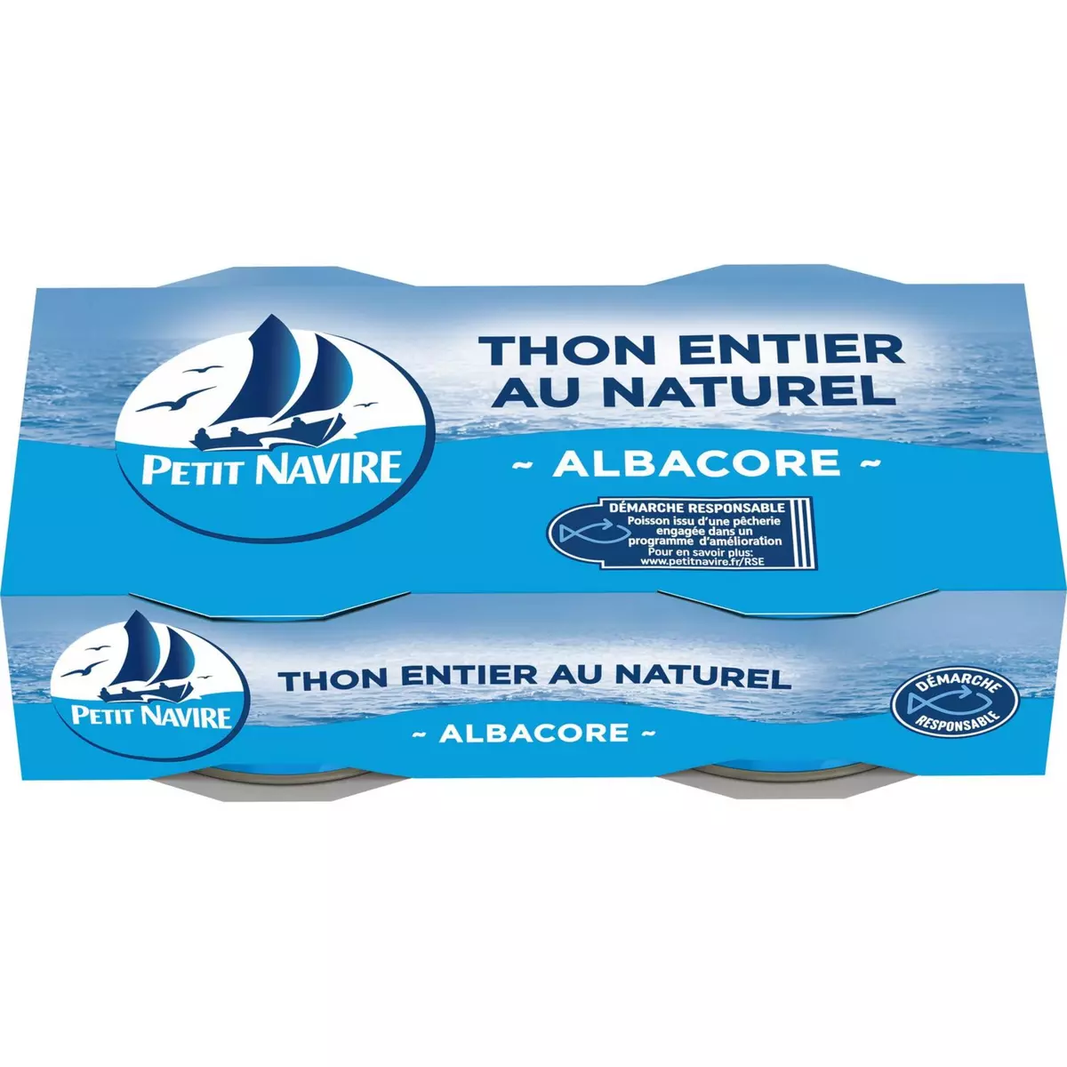 PETIT NAVIRE Thon albacore entier au naturel démarche responsable 2x56g