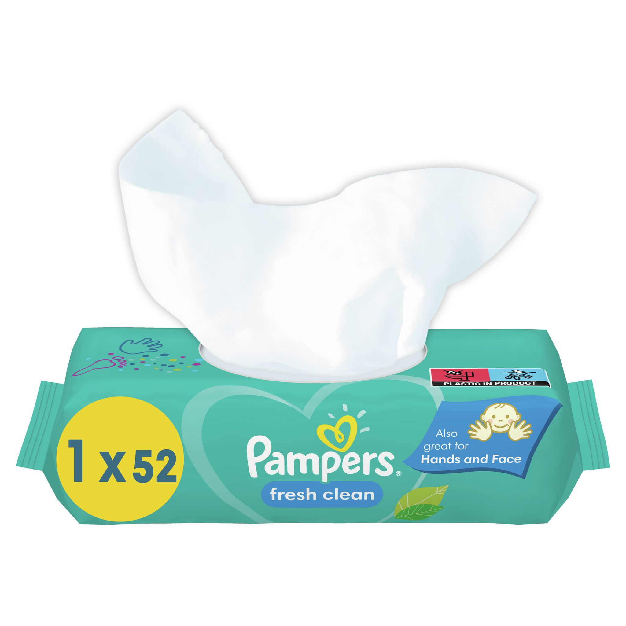 Voir la diapositive 3 : PAMPERS Fresh Clean lingettes nettoyantes pour bébé 52 lingettes