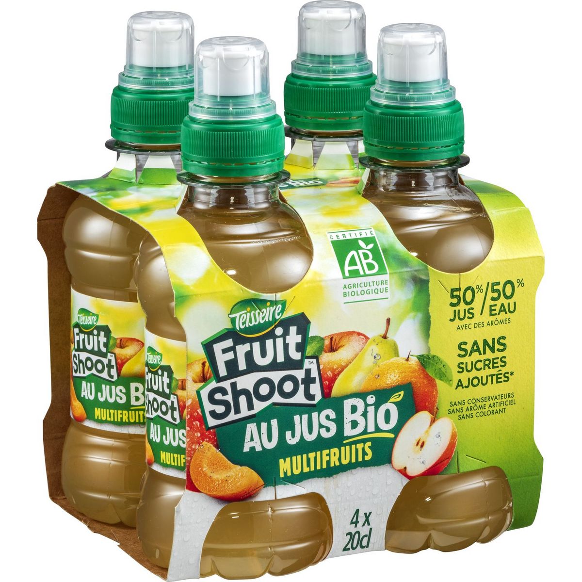 TEISSEIRE Boisson Fruit shoot bio au jus multifruits bouteilles 4x20cl