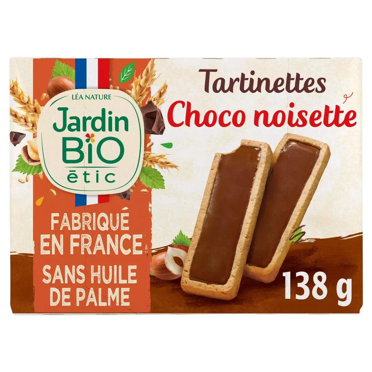 JARDIN BIO ETIC Tartinettes à croquer aux chocolat noisette sachets 8 sachets 138g