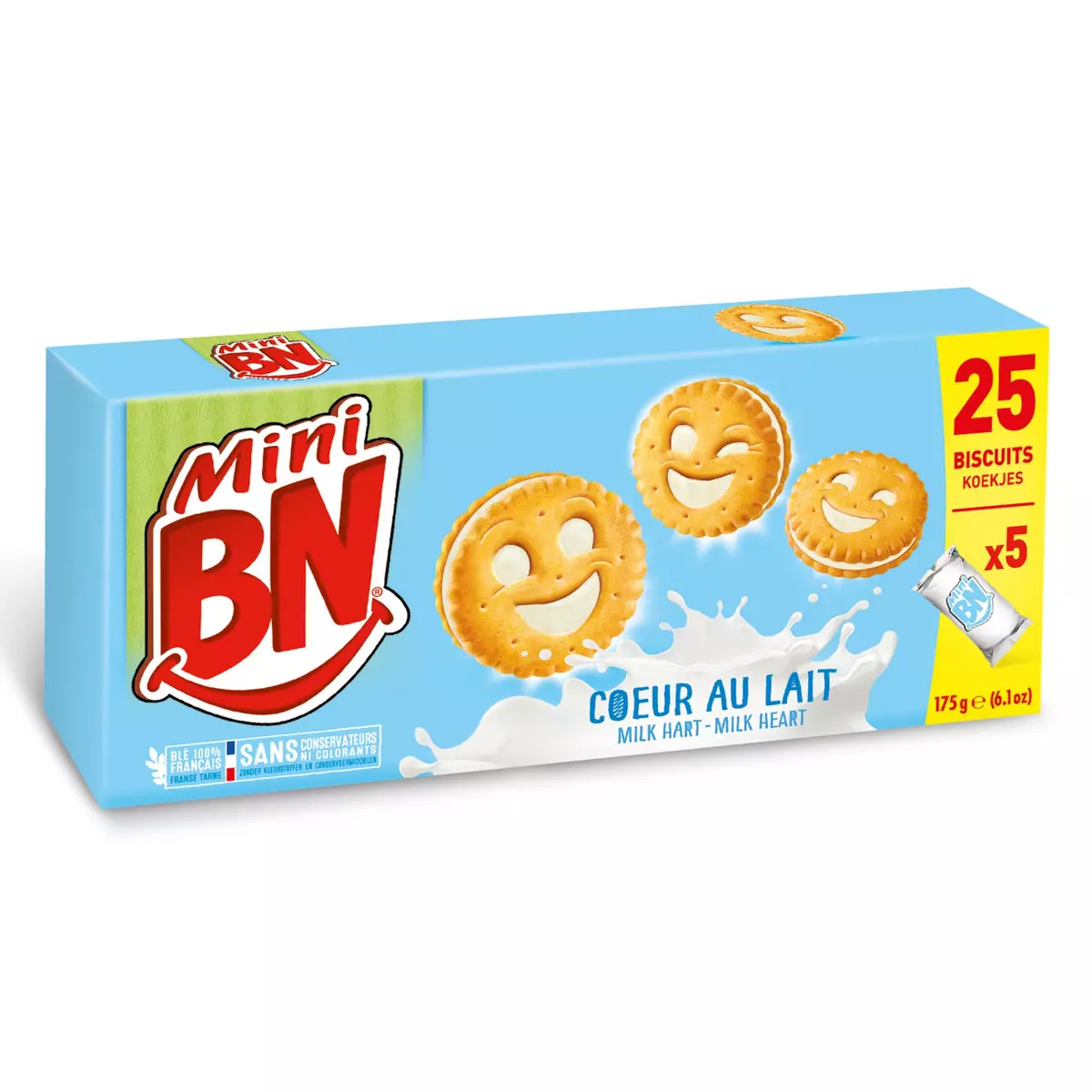 BN Minis biscuits fourrés au lait sachets fraîcheur  5 sachets 175g
