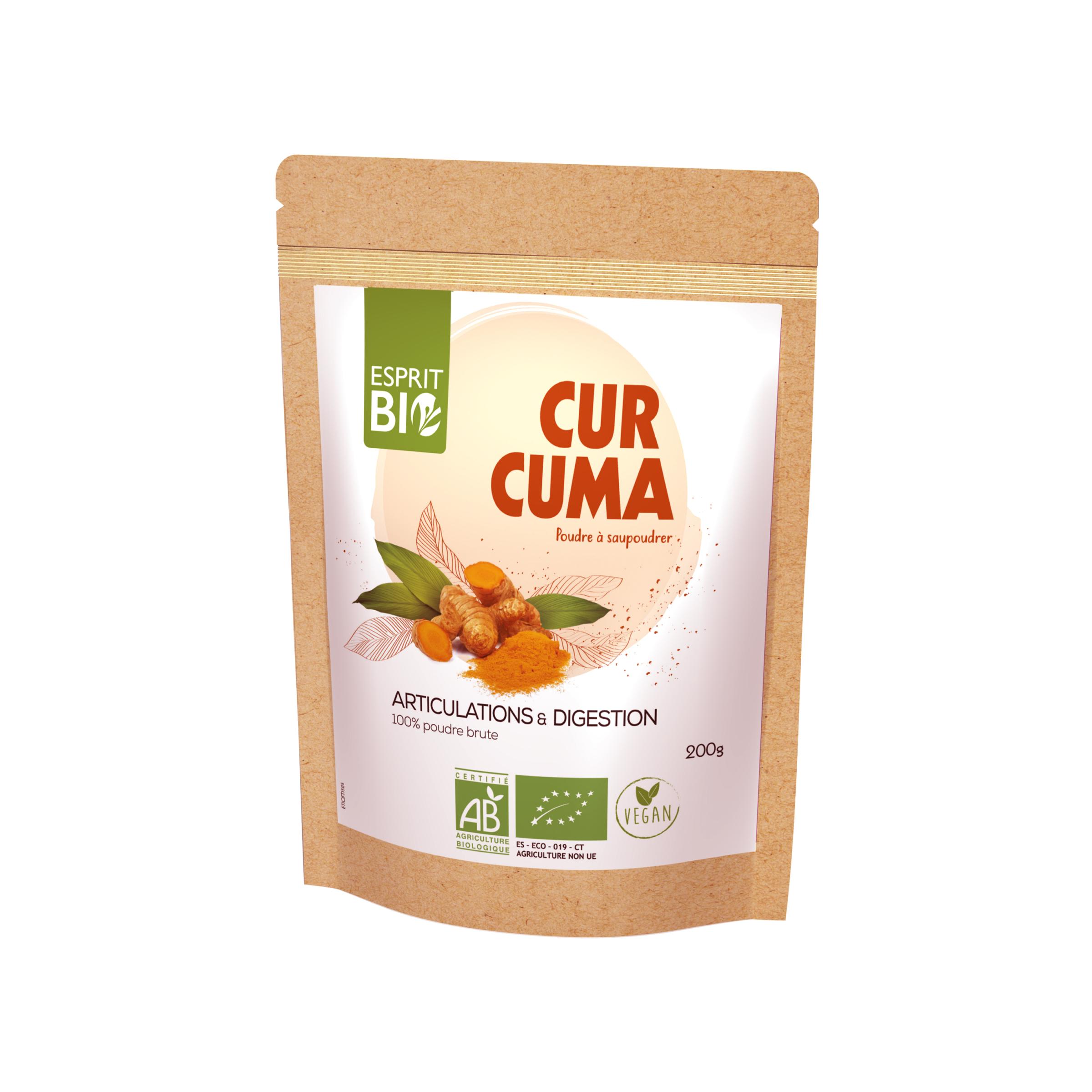 Voir la diapositive 2 : ESPRIT BIO Curcuma poudre pour les articulations 200g