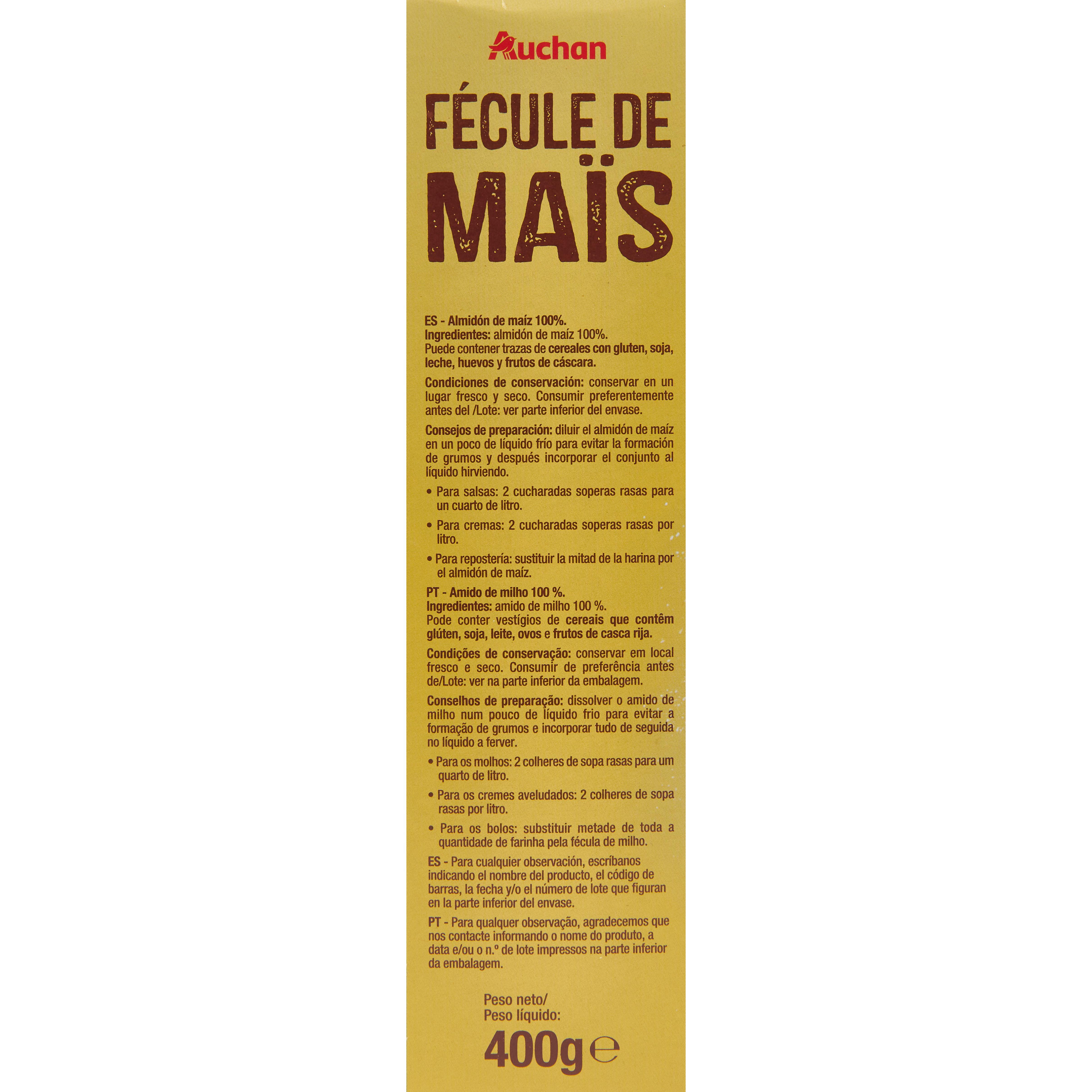 Voir la diapositive 2 : AUCHAN Fécule de maïs 400g