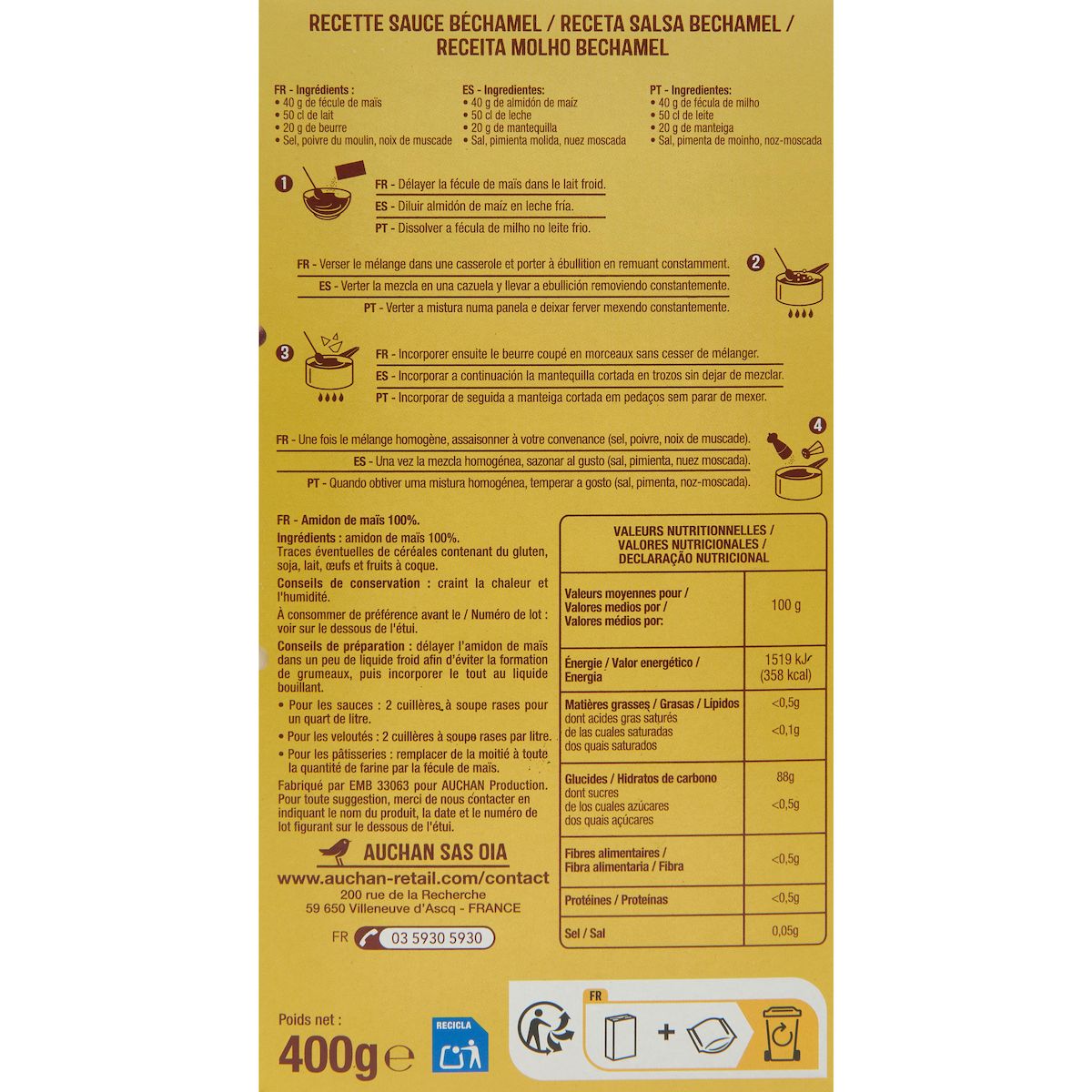 AUCHAN Fécule de maïs 400g