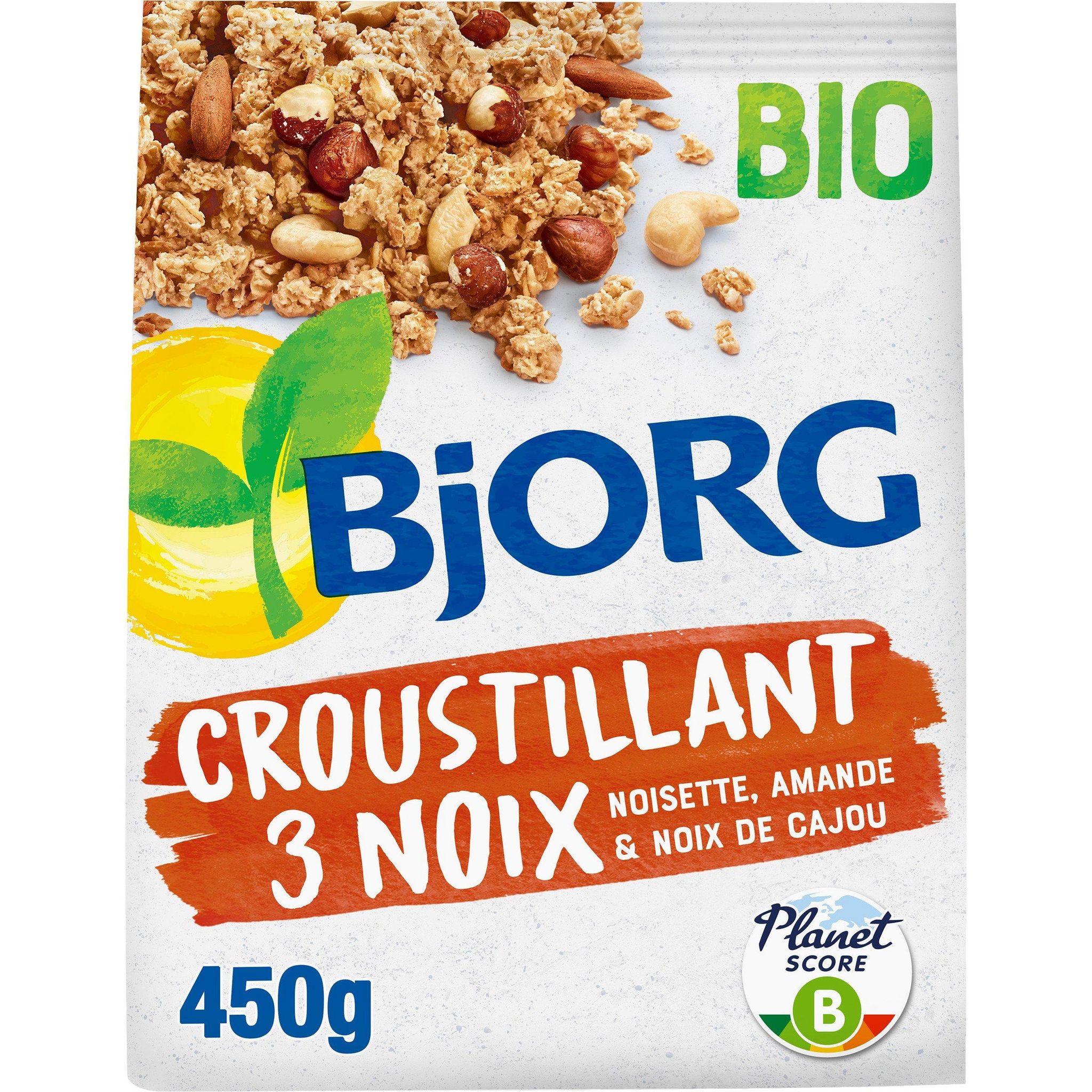 Voir la diapositive 2 : BJORG Muesli croustillant bio aux 3 noix noisettes amandes et noix de cajou 450g