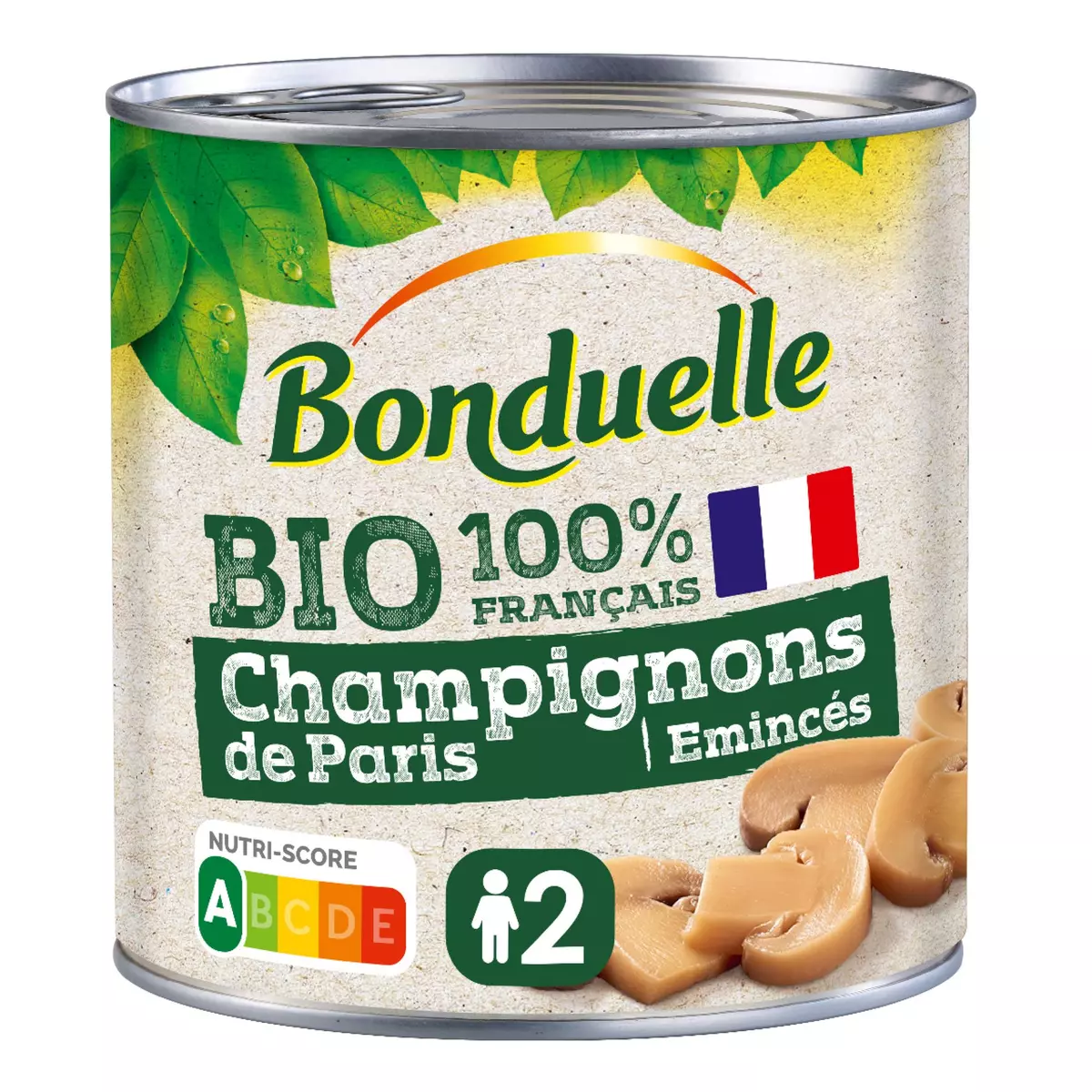 BONDUELLE Champignons de Paris émincés 100% français bio 230g