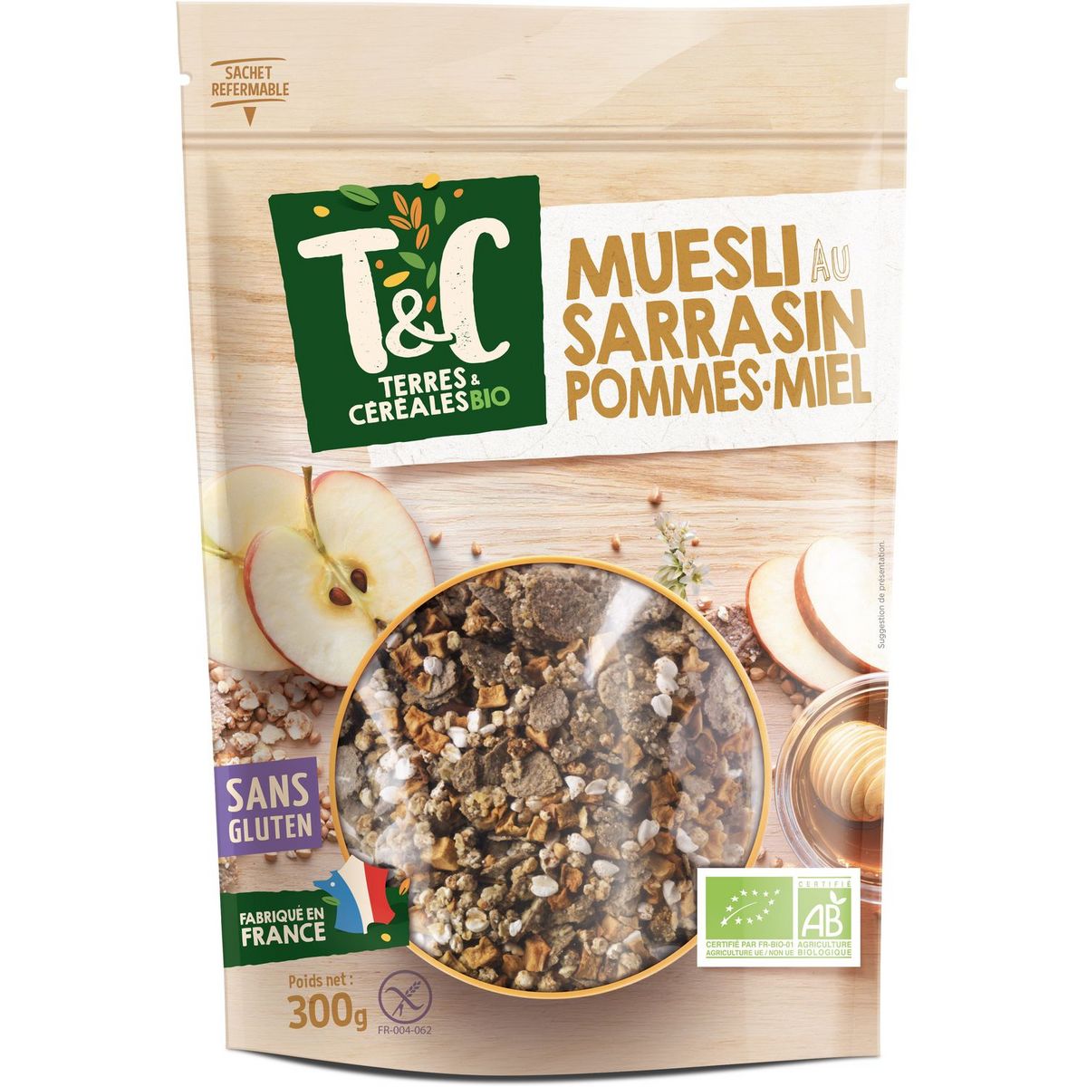 TERRES ET CEREALES BIO Muesli au sarrasin pommes et miel 300g