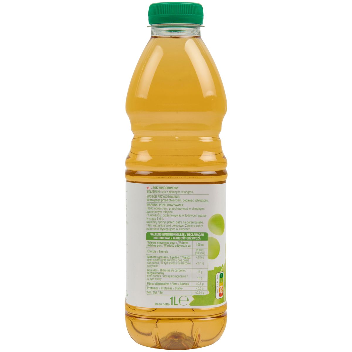 AUCHAN Pur jus de raisin blanc 1l