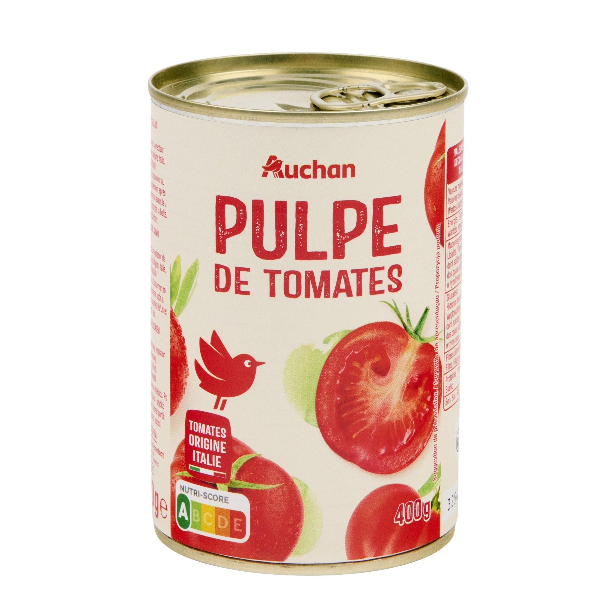 Voir la diapositive 3 : AUCHAN Pulpe de tomates 400g