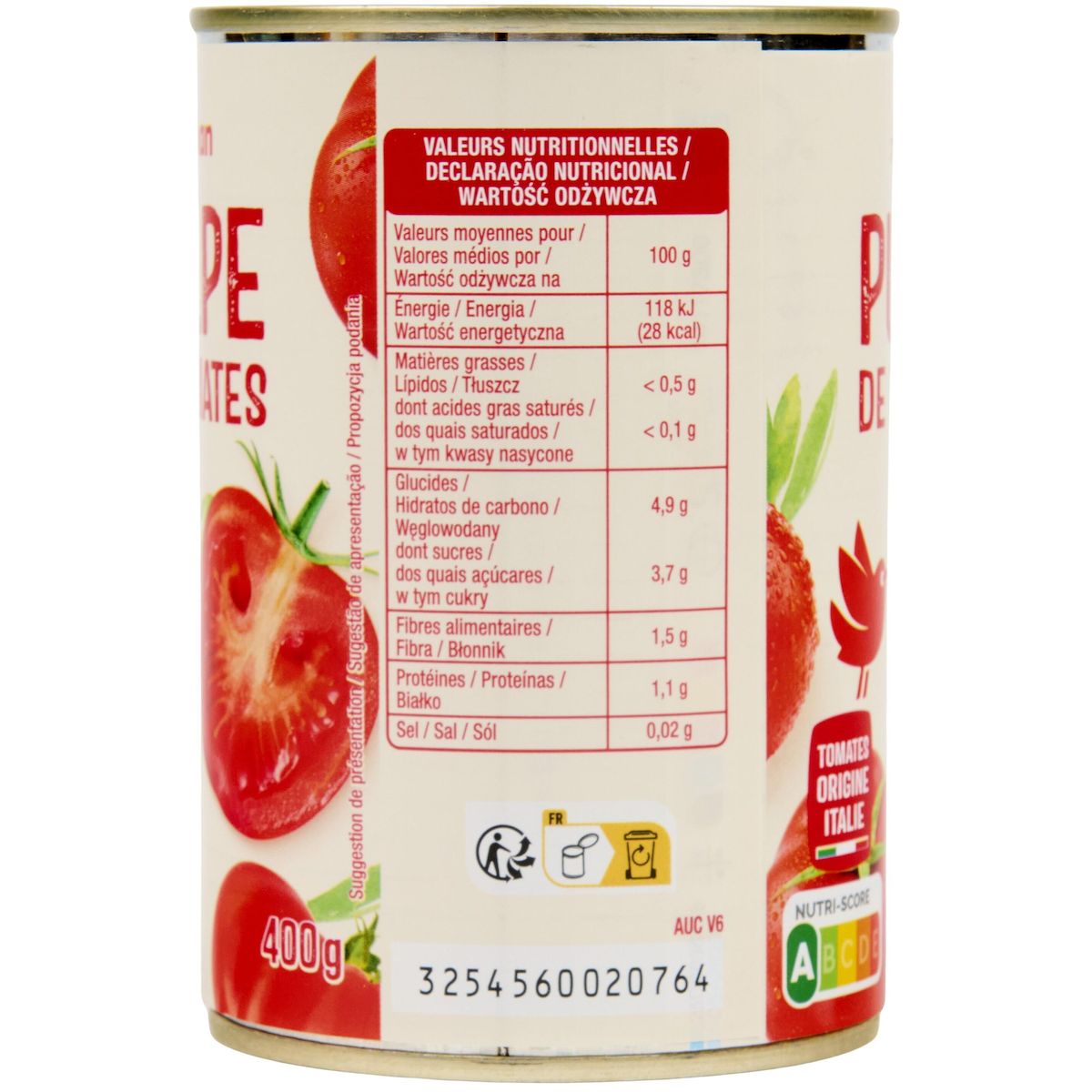 AUCHAN Pulpe de tomates 400g