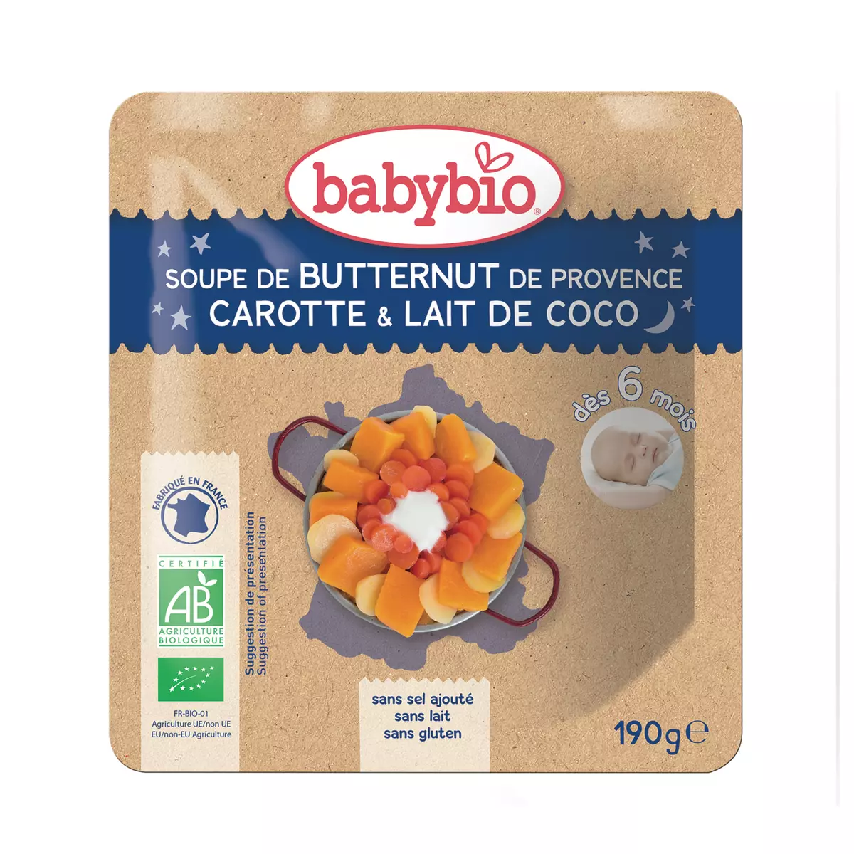 BABYBIO Bol soupe butternut carotte lait de coco bio dès 6 mois 190g