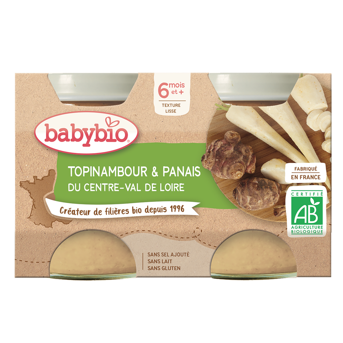 BABYBIO Petit pot topinambour et panais bio dès 8 mois 2x130g