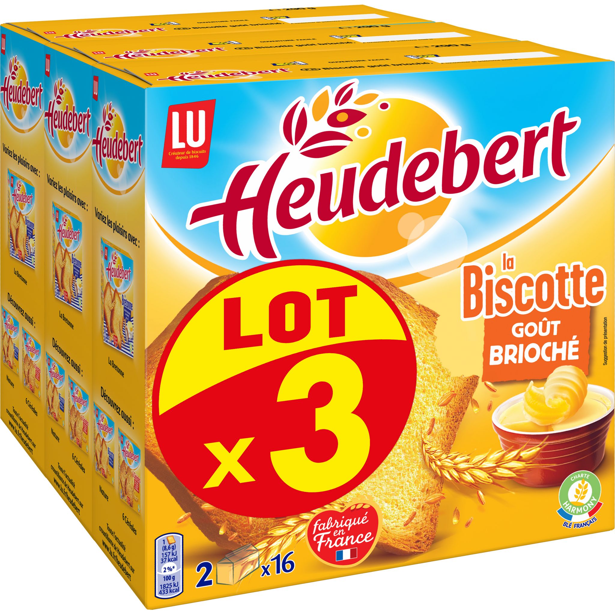 HEUDEBERT La biscotte goût brioché 3x290g