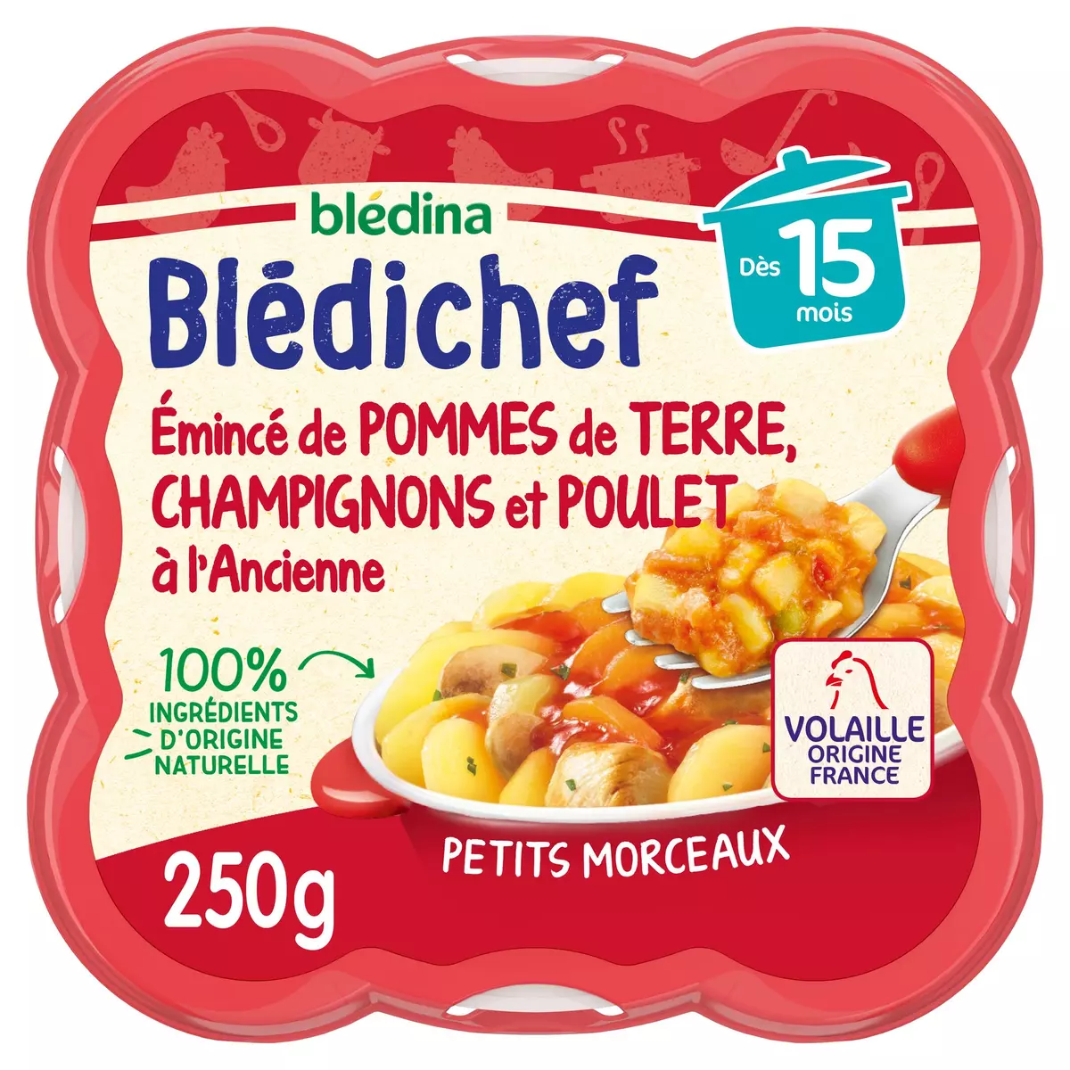 BLEDINA Blédichef assiette pommes de terre champignon poulet dès 15 mois 250g