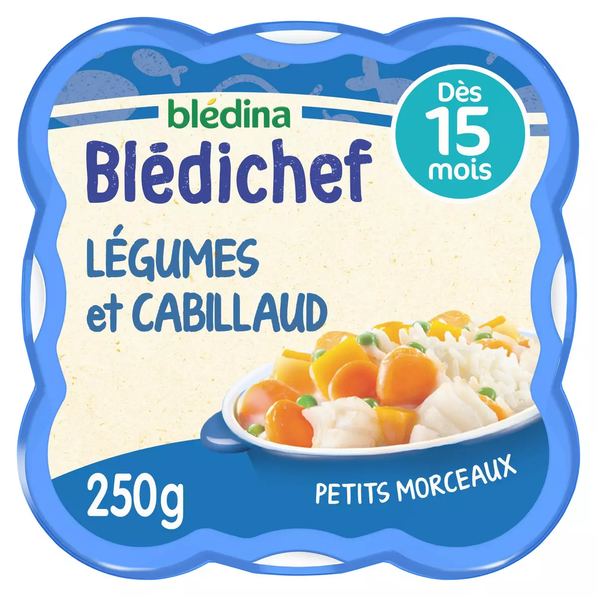 BLEDINA Blédichef assiette de légumes et cabillaud petits morceaux dès 15 mois  250g