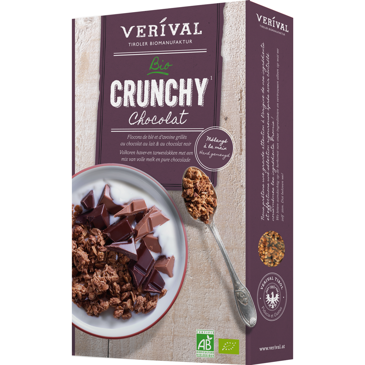 VERVIVAL Céréales bio crunchy au chocolat 375g