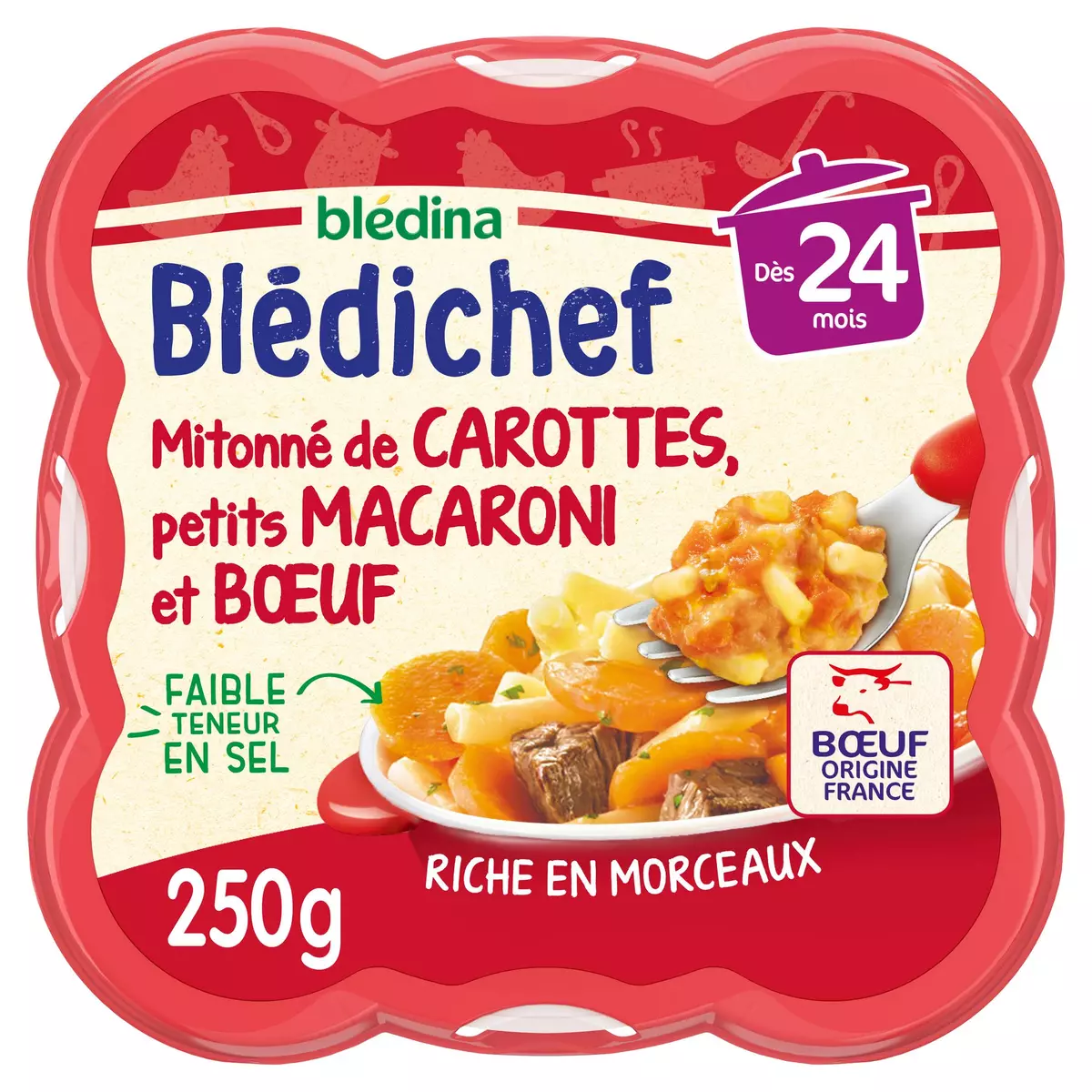 BLEDINA Blédichef assiette carottes macaronis et boeuf dès 24 mois 250g