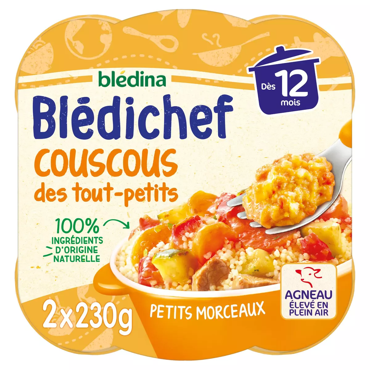 BLEDINA Blédichef assiette couscous des tout petits dès 12 mois 2x230g