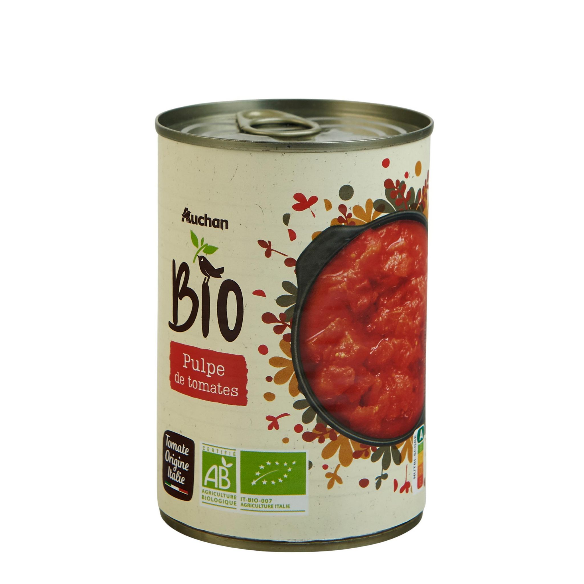 Voir la diapositive 2 : AUCHAN BIO Pulpe de tomates 400g