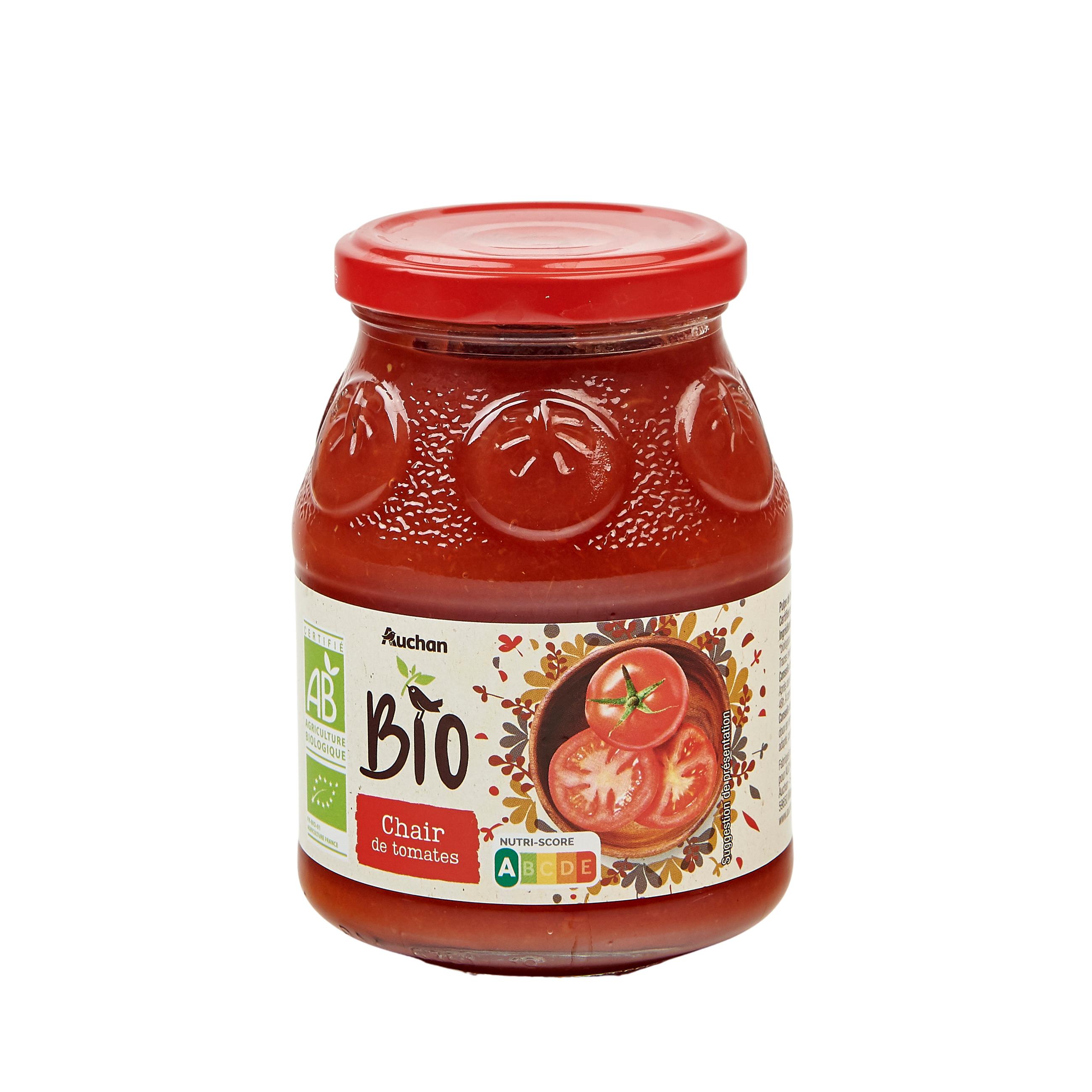 Voir la diapositive 2 : AUCHAN BIO Chair de tomates en bocal 400g
