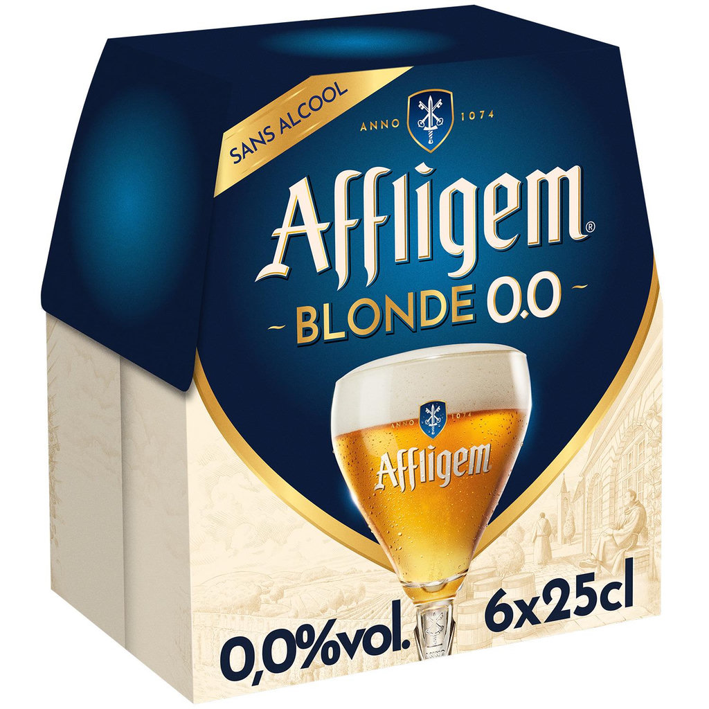 AFFLIGEM Bière blonde belge d'abbaye sans alcool 0.0% bouteilles 6x25cl