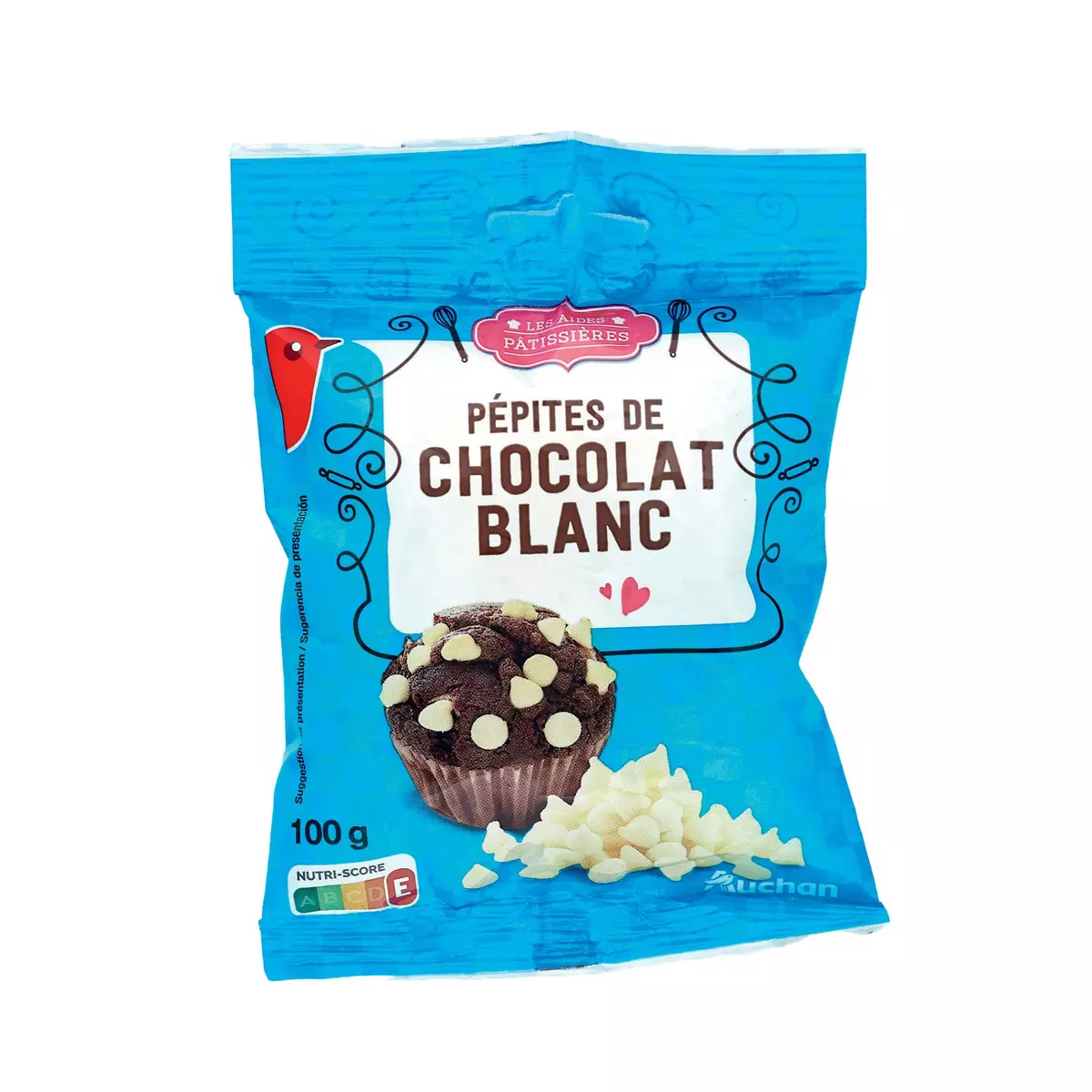 AUCHAN Pépites de chocolat blanc sachet refermable 100g