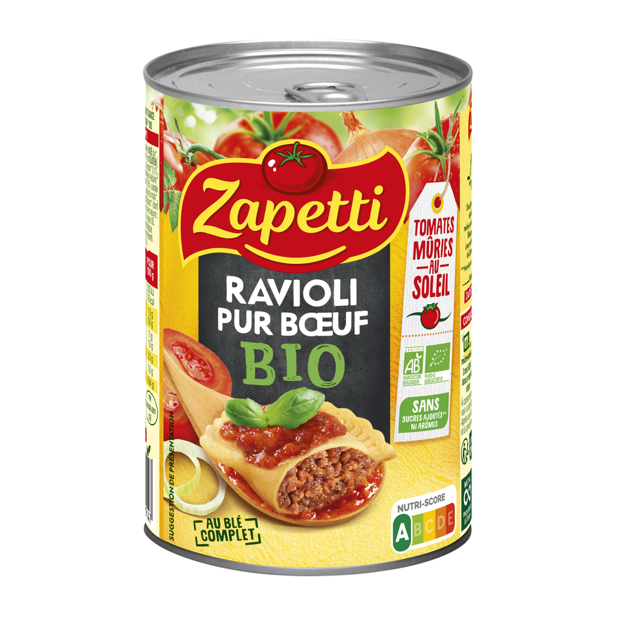 ZAPETTI Ravioli au blé complet bio pur bœuf 400g