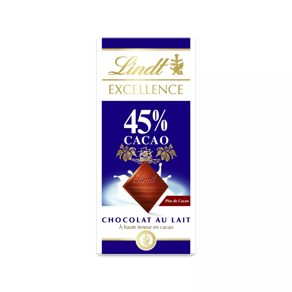 LINDT Excellence tablette de chocolat au lait 45% cacao 1 pièce 80g