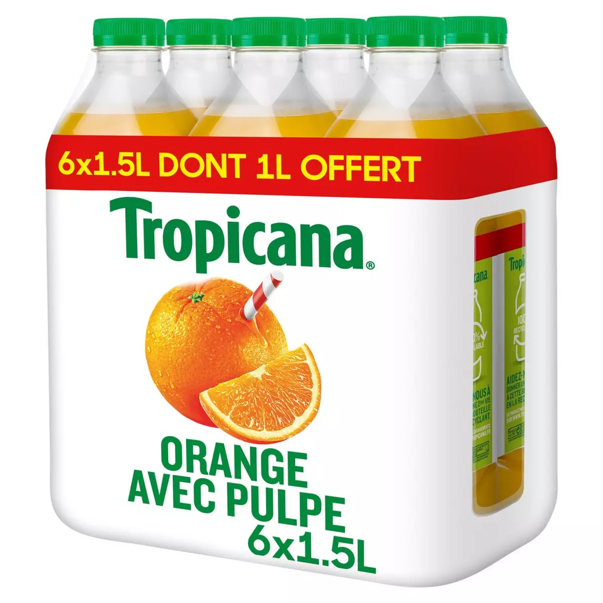 TROPICANA Jus pure premium 100% orange avec pulpe dont 1l offert 6x1,5l