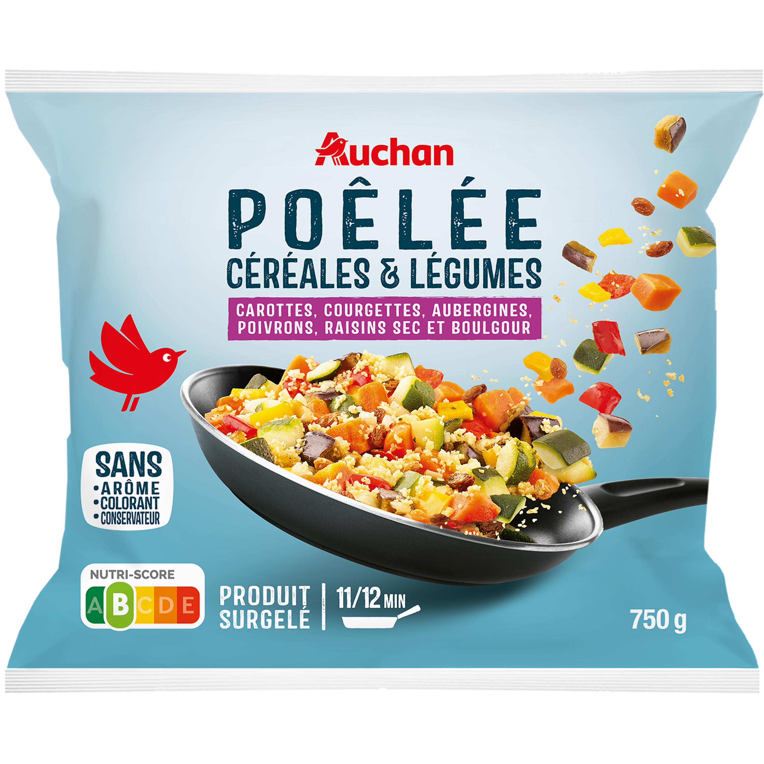 Voir la diapositive 2 : AUCHAN Poêlée céréales et légumes 5 portions 750g