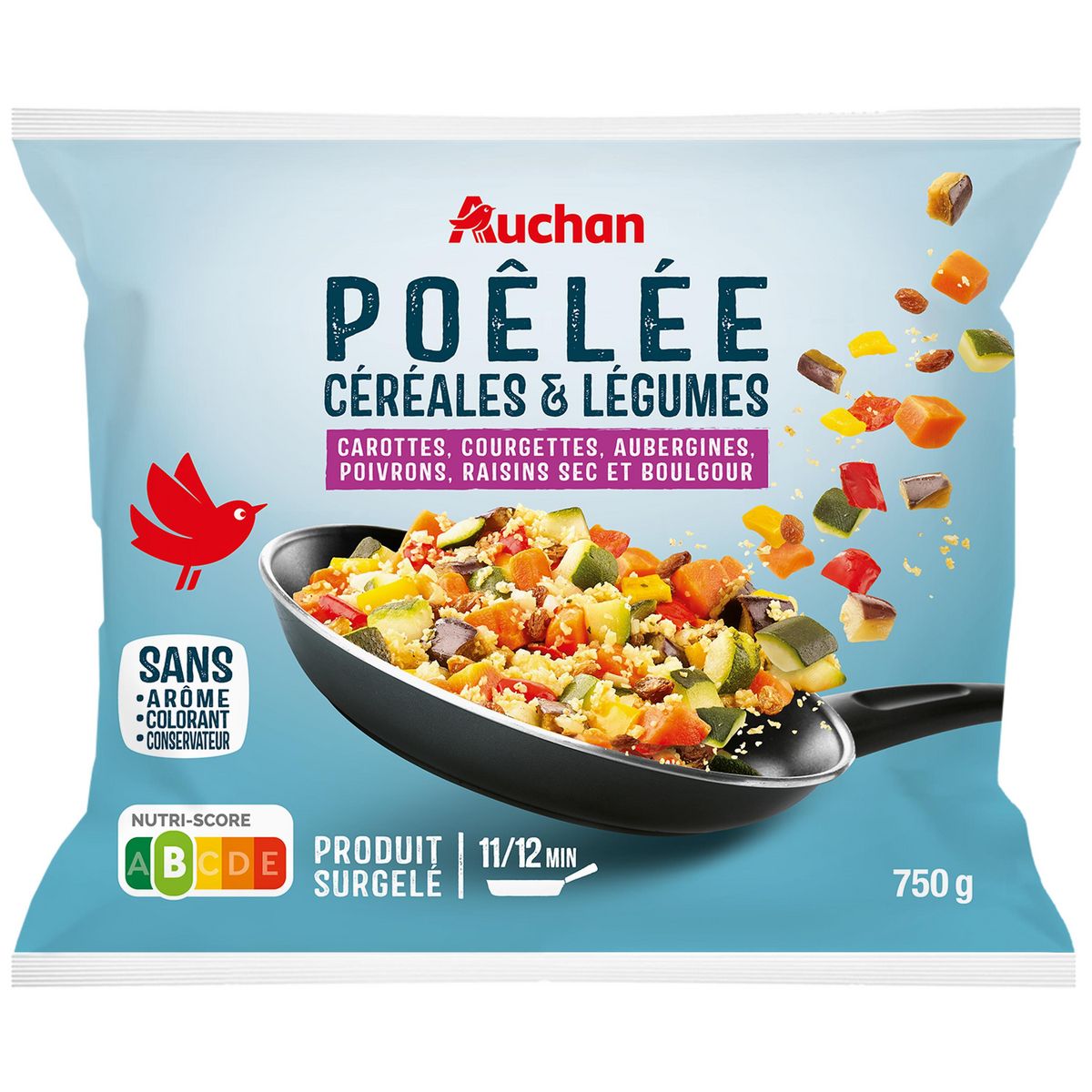 AUCHAN Poêlée céréales et légumes 5 portions 750g