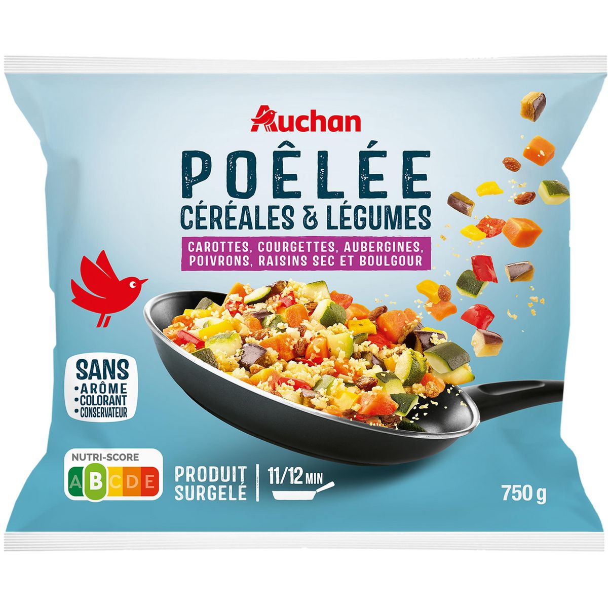 AUCHAN Poêlée céréales et légumes 5 portions 750g