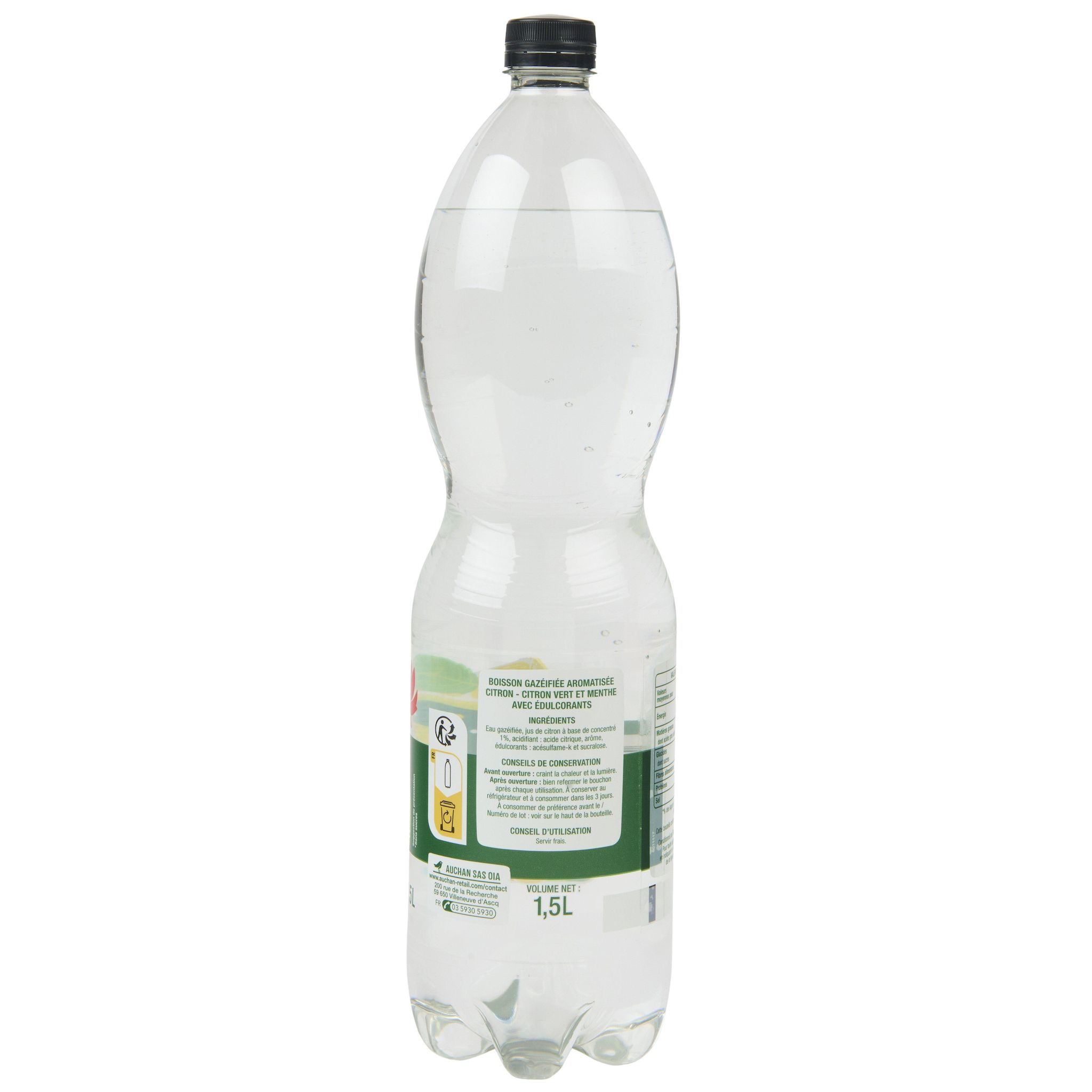 Voir la diapositive 2 : AUCHAN Soda saveur mojito sans alcool zéro 1.5l