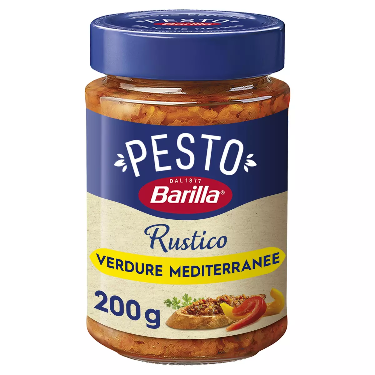 BARILLA Sauce pesto rustico méditerranéen en bocal 200g