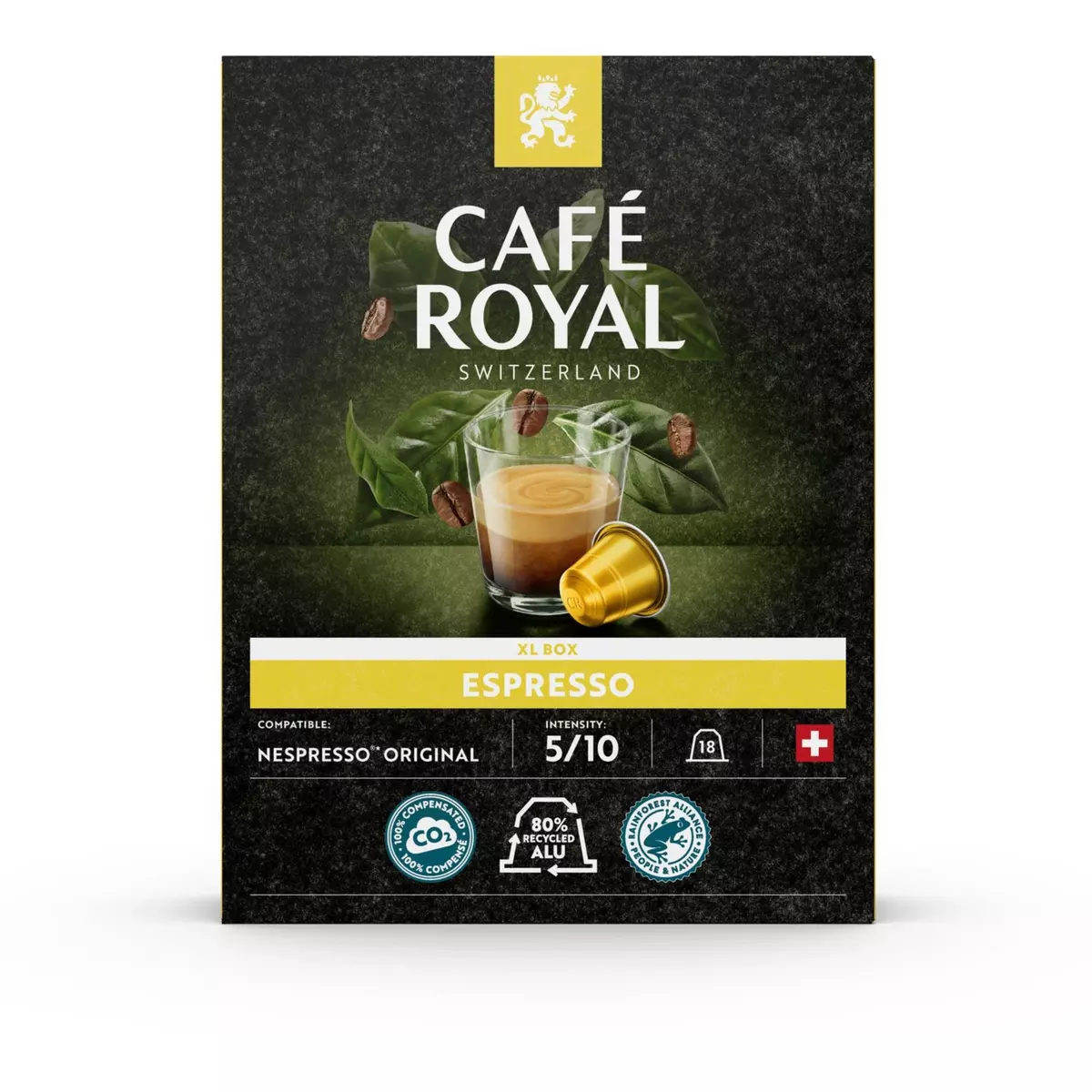 CAFE ROYAL Capsules de café expresso intensité 5 compatibles Nespresso 18 capsules 93g