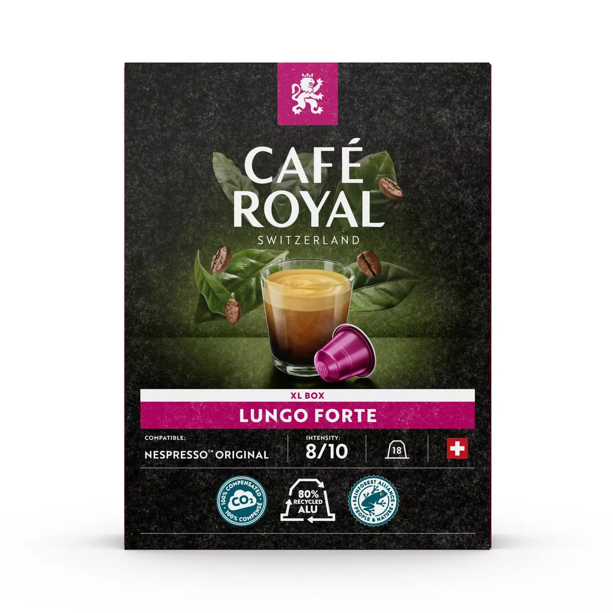 CAFE ROYAL Capsules de Café Lungo Forte intensité 8  18 pièces 99g