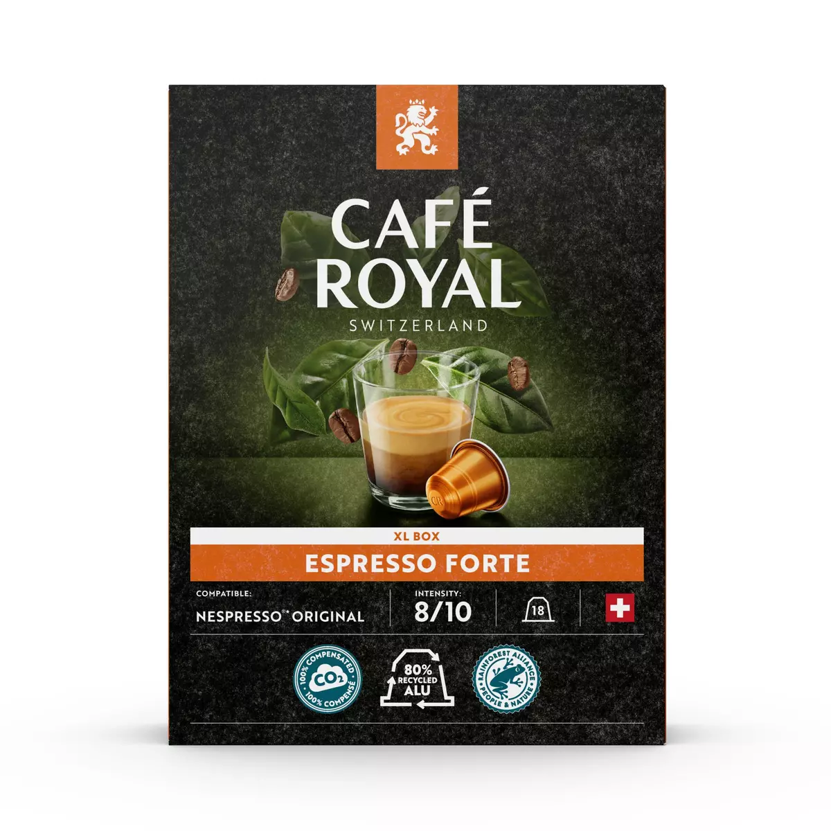 CAFE ROYAL Capsules de café espresso forte intensité 8 compatibles Nespresso 18 capsules 96g