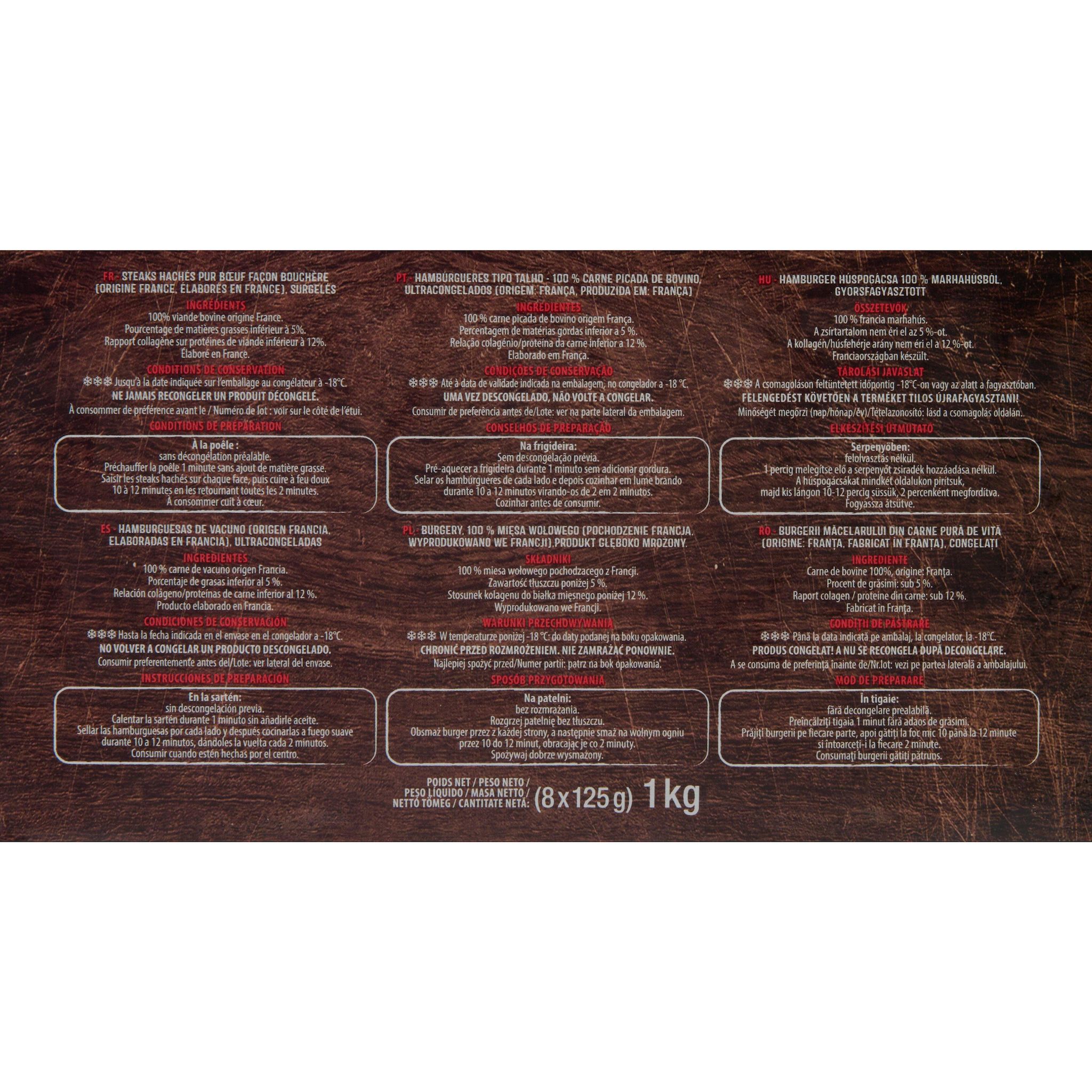 Voir la diapositive 5 : AUCHAN Steaks hachés pur bœuf façon bouchère 5% mg 8 pièces 1kg