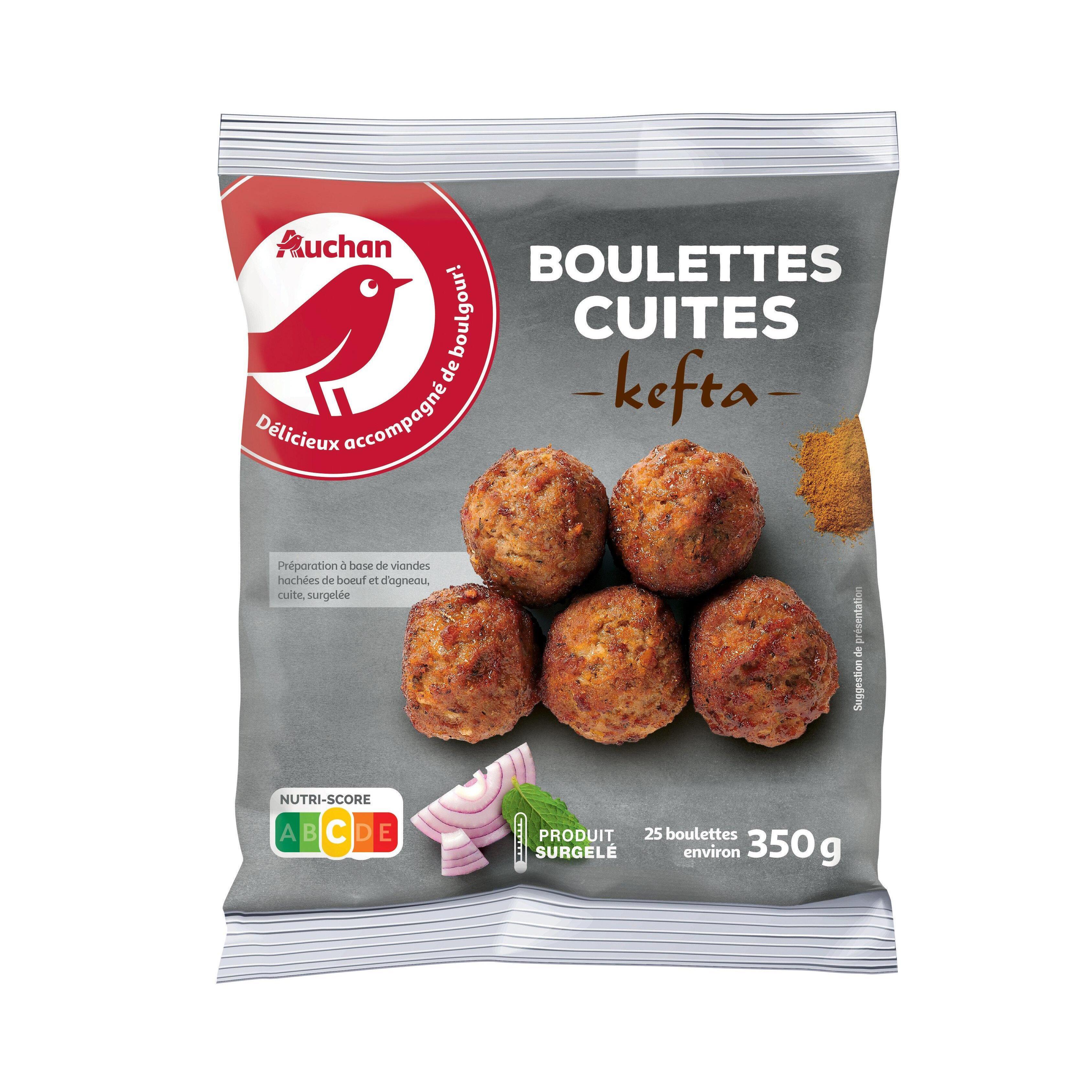 Voir la diapositive 2 : AUCHAN Boulettes kefta cuites 25 pièces 350g