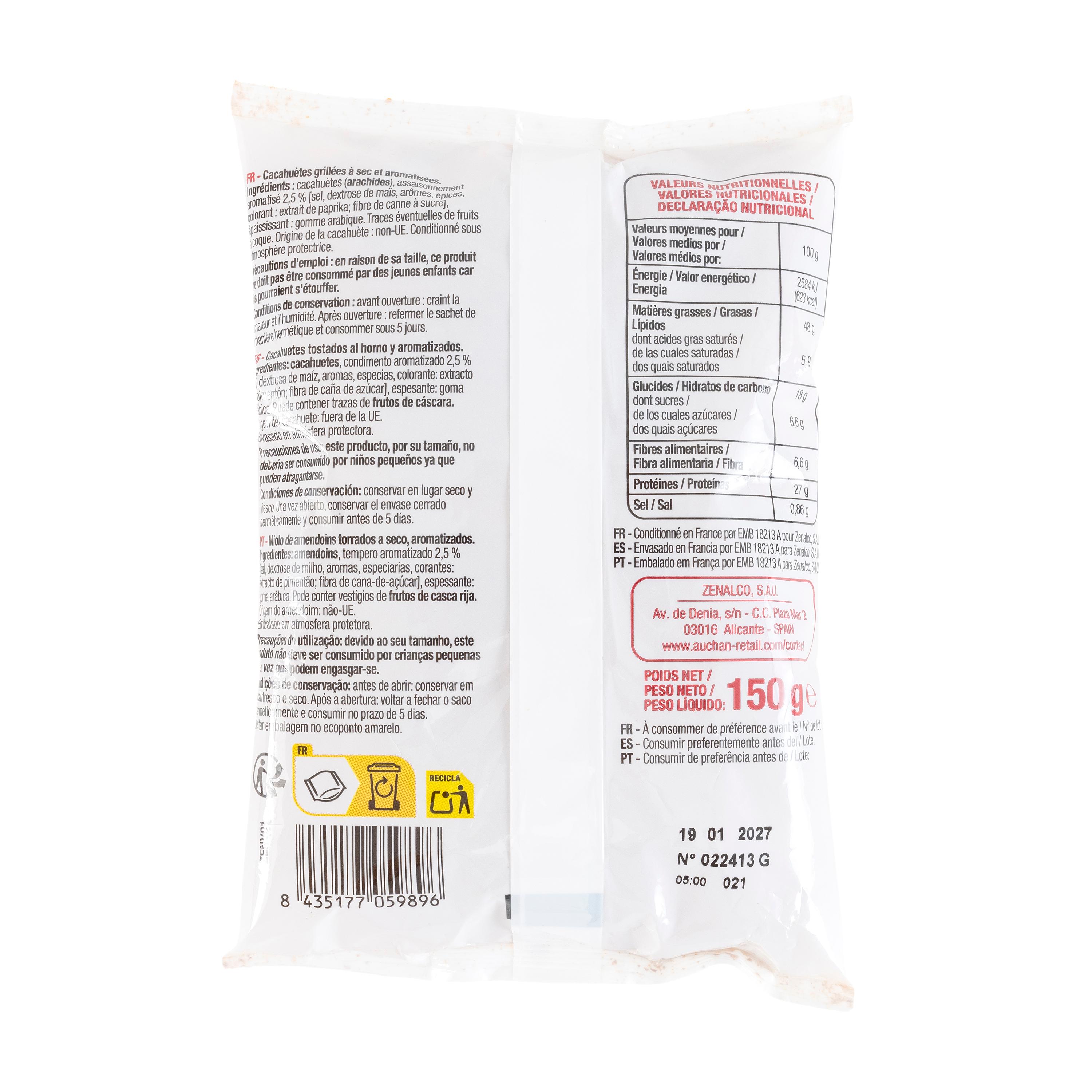 Voir la diapositive 2 : POUCE Cacahuètes grillées à sec 150g
