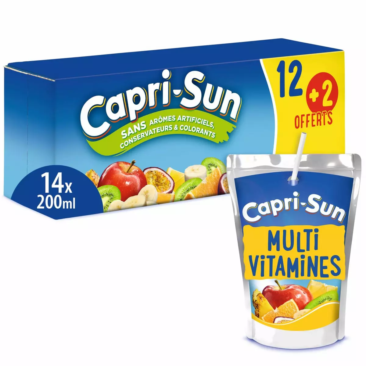 CAPRI-SUN Boisson aux jus de fruits multivitamines poches 12+2 offertes 14x20cl
