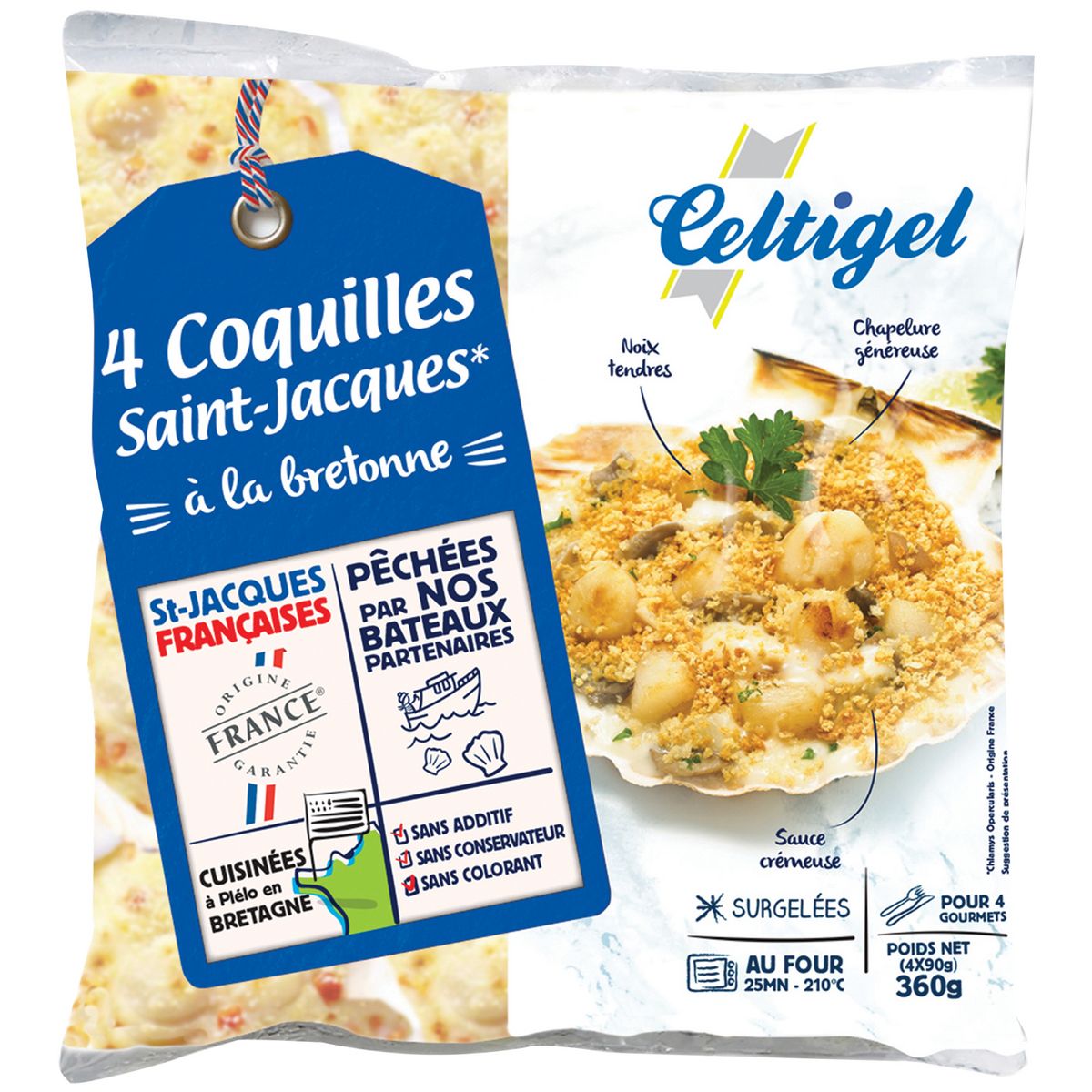 CELTIGEL Coquilles Saint-Jacques à la Bretonne 4 pièces 360g