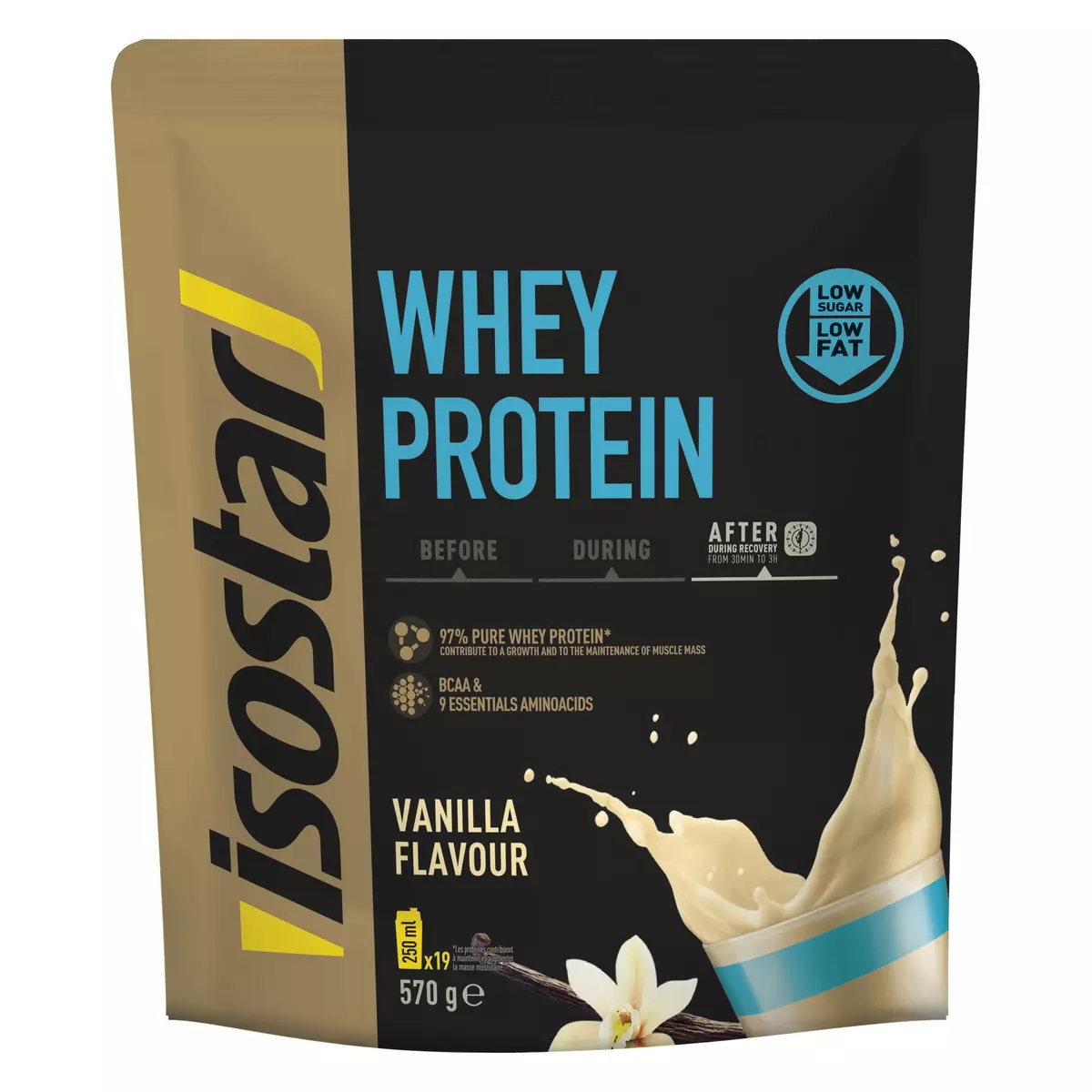 ISOSTAR Boisson Whey Protein saveur vanille préparation en poudre 19x25cl 570g