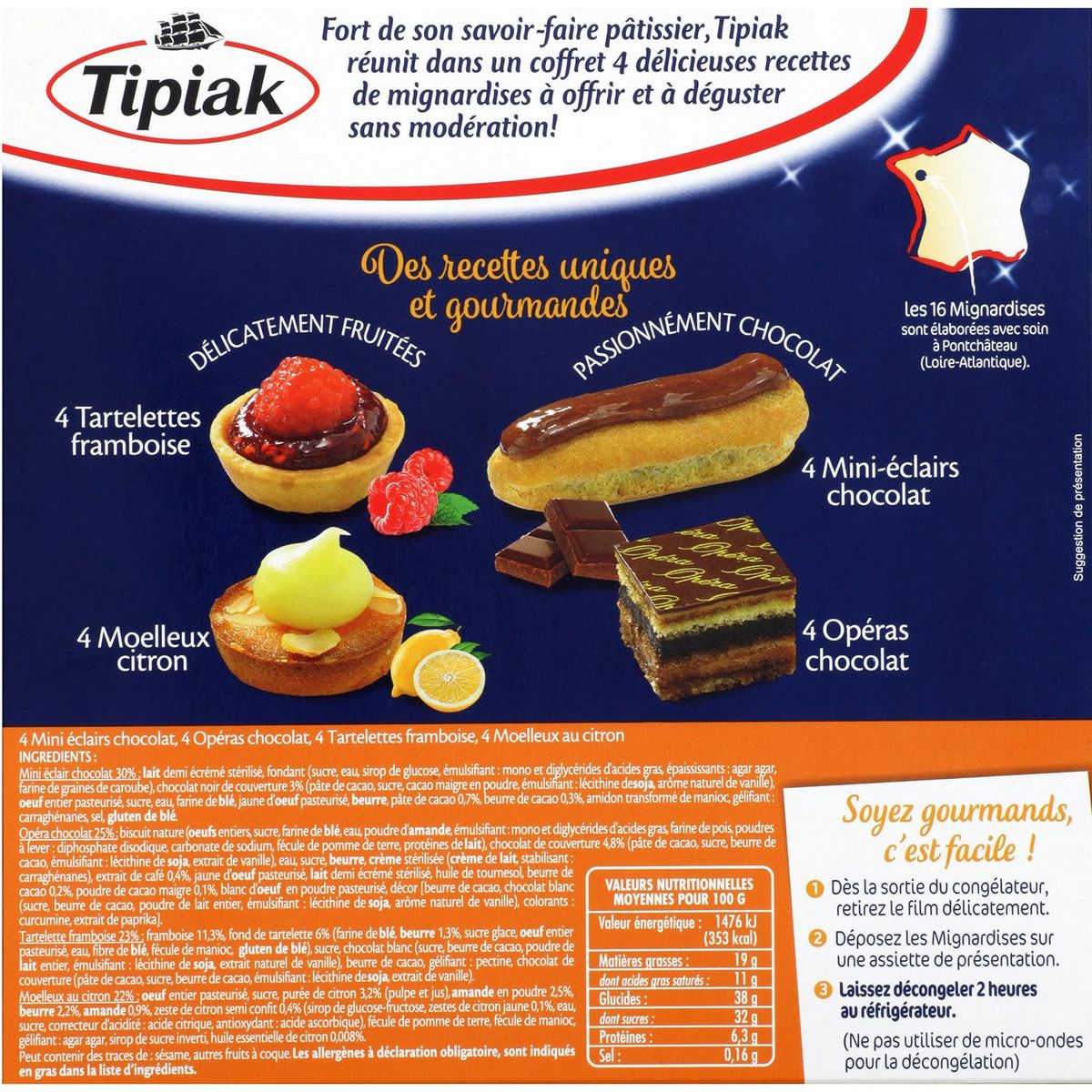 TIPIAK Coffret Mignardises gourmandes 16 pièces 200g