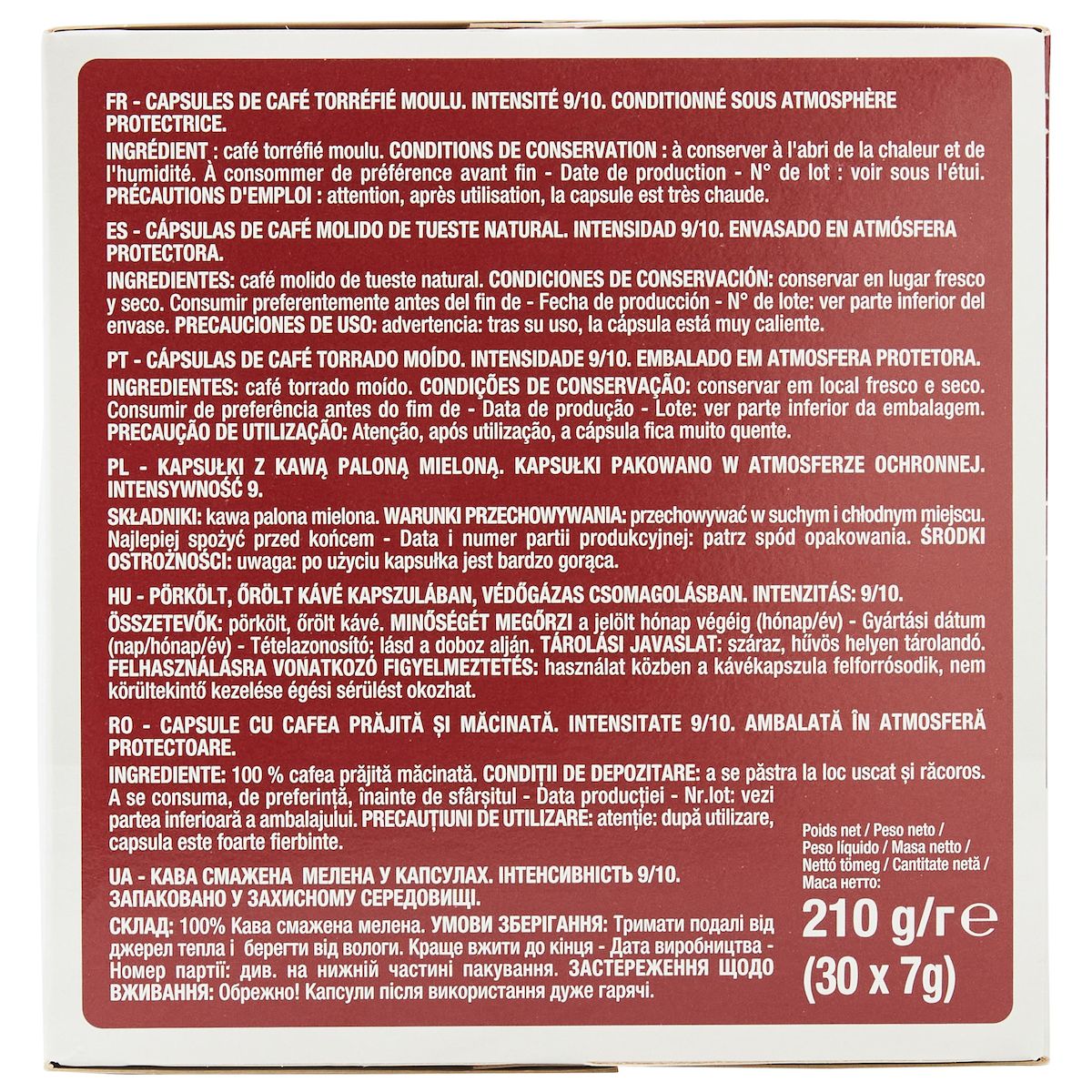 AUCHAN Capsules de café espresso intensité 9 compatibles Dolce Gusto 30 dosettes 210g