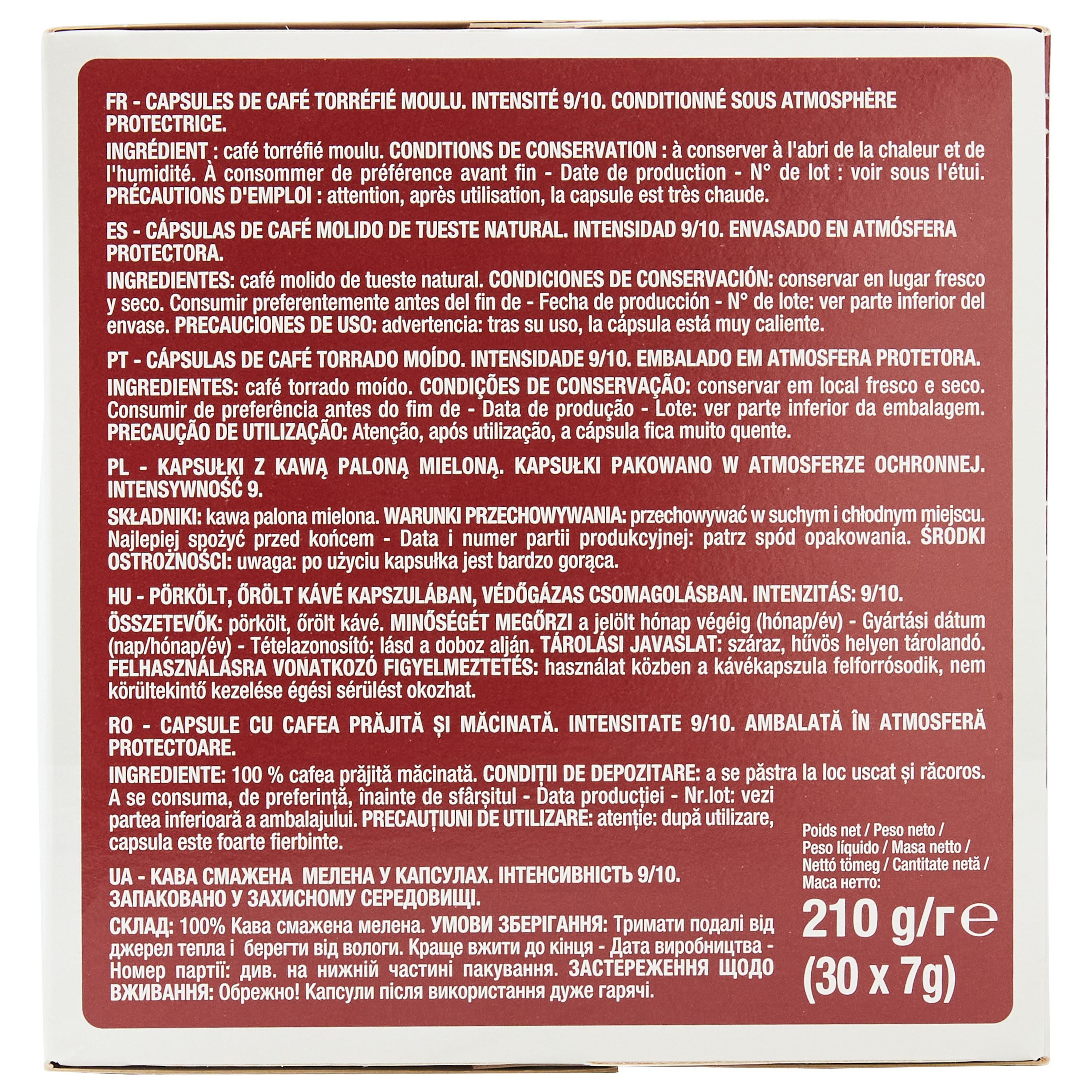 Voir la diapositive 5 : AUCHAN Capsules de café espresso intensité 9 compatibles Dolce Gusto 30 capsules 210g