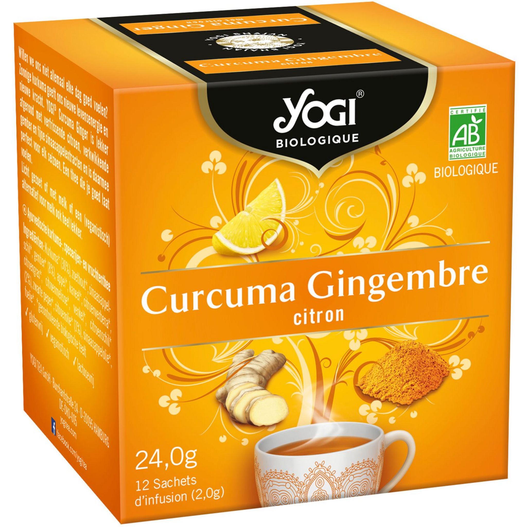YOGI Infusion bio curcuma gingembre citron 12 sachets 24g