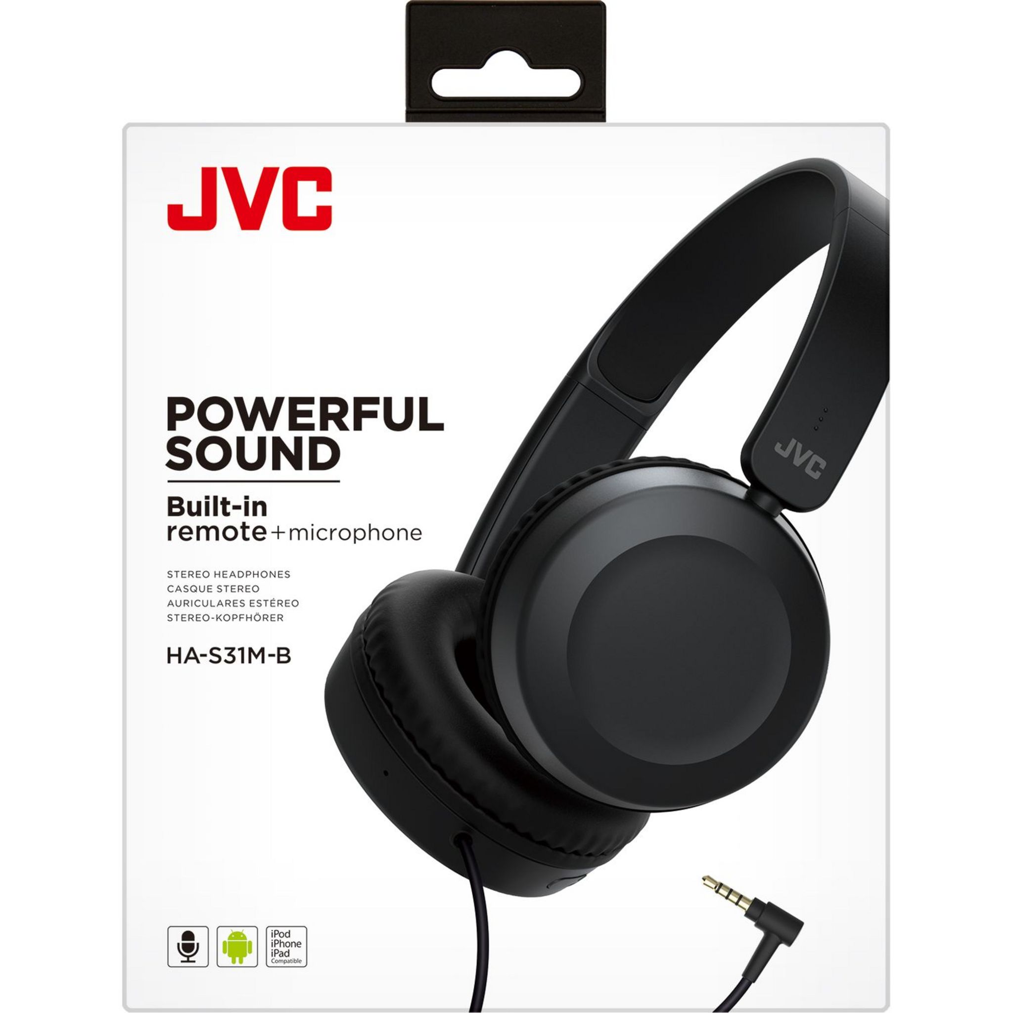Voir la diapositive 2 : JVC Casque HA S31 Supra-aural Filaire Jack 3.5 mm Noir
